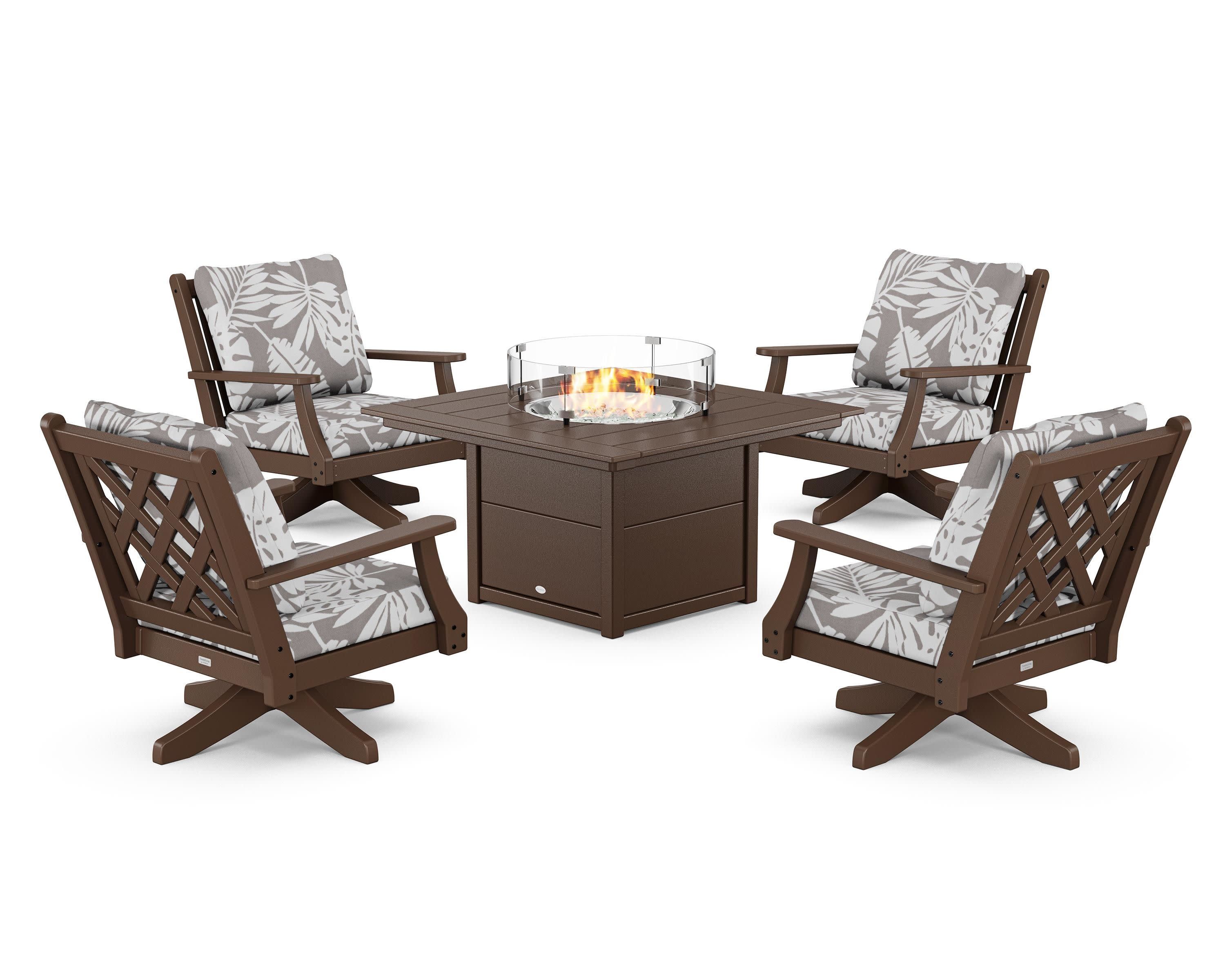 Wovendale 5-Piece Deep Seating Swivel Conversation Set with Fire Pit Table - Image 175