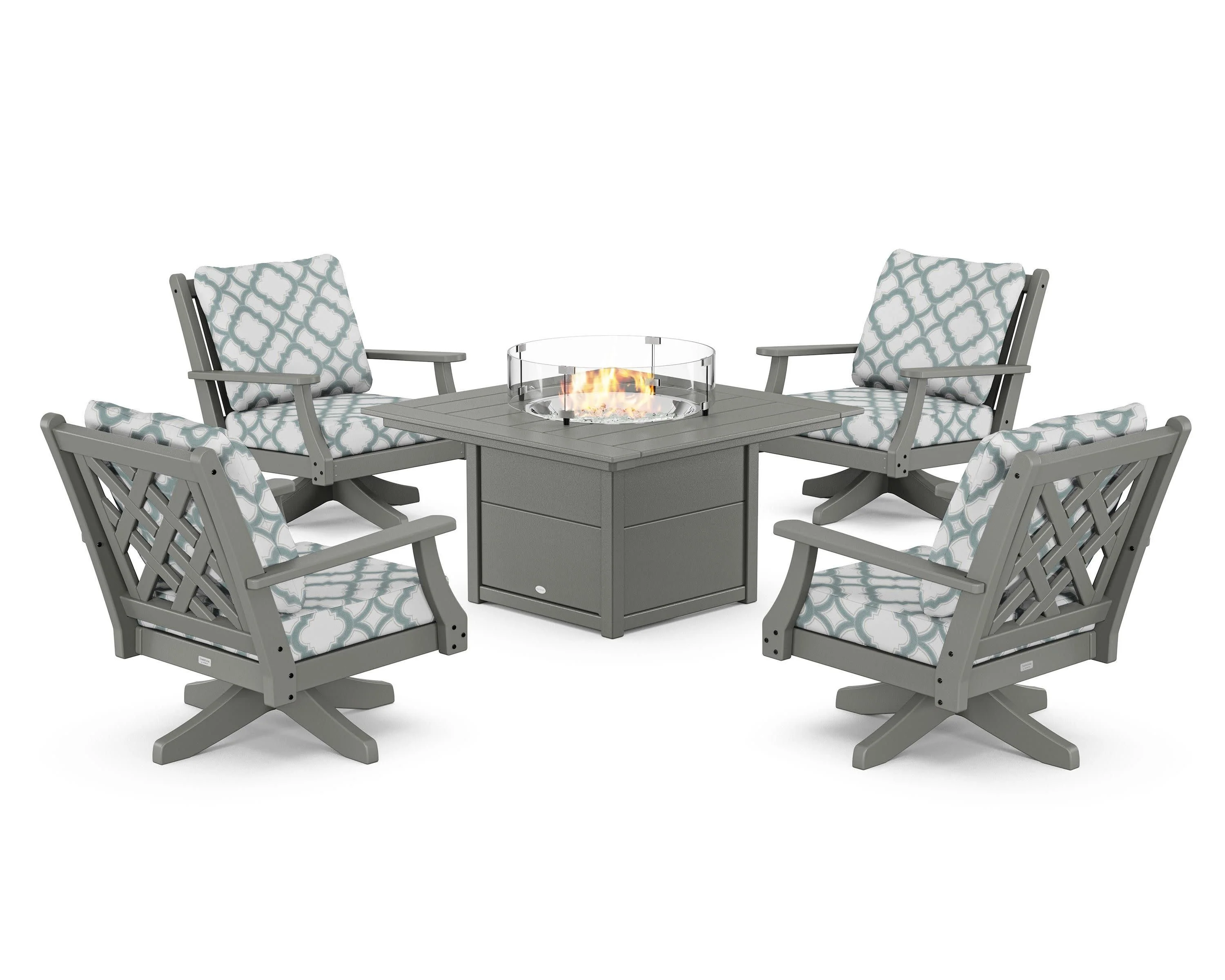 Wovendale 5-Piece Deep Seating Swivel Conversation Set with Fire Pit Table - Image 177