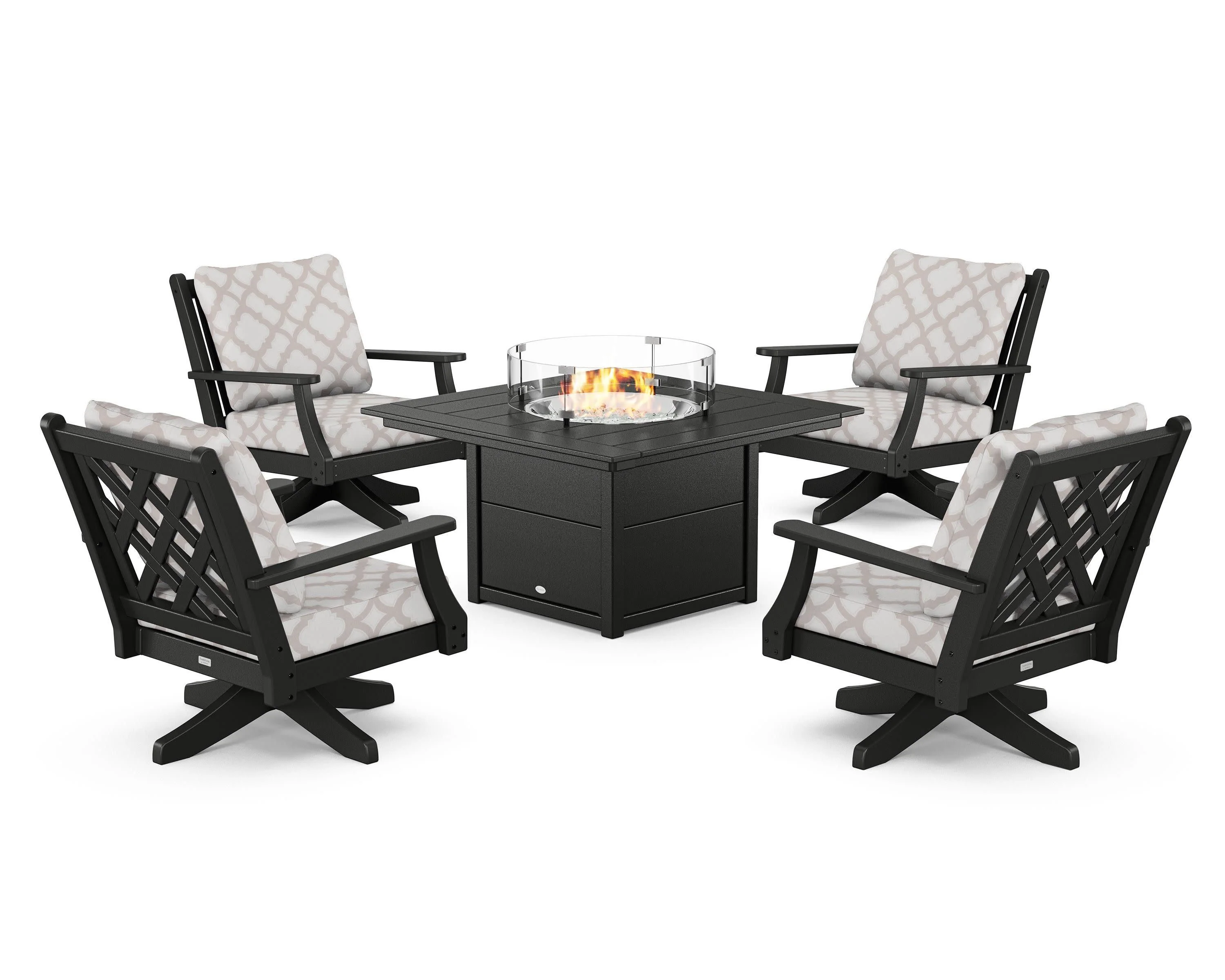 Wovendale 5-Piece Deep Seating Swivel Conversation Set with Fire Pit Table - Image 178