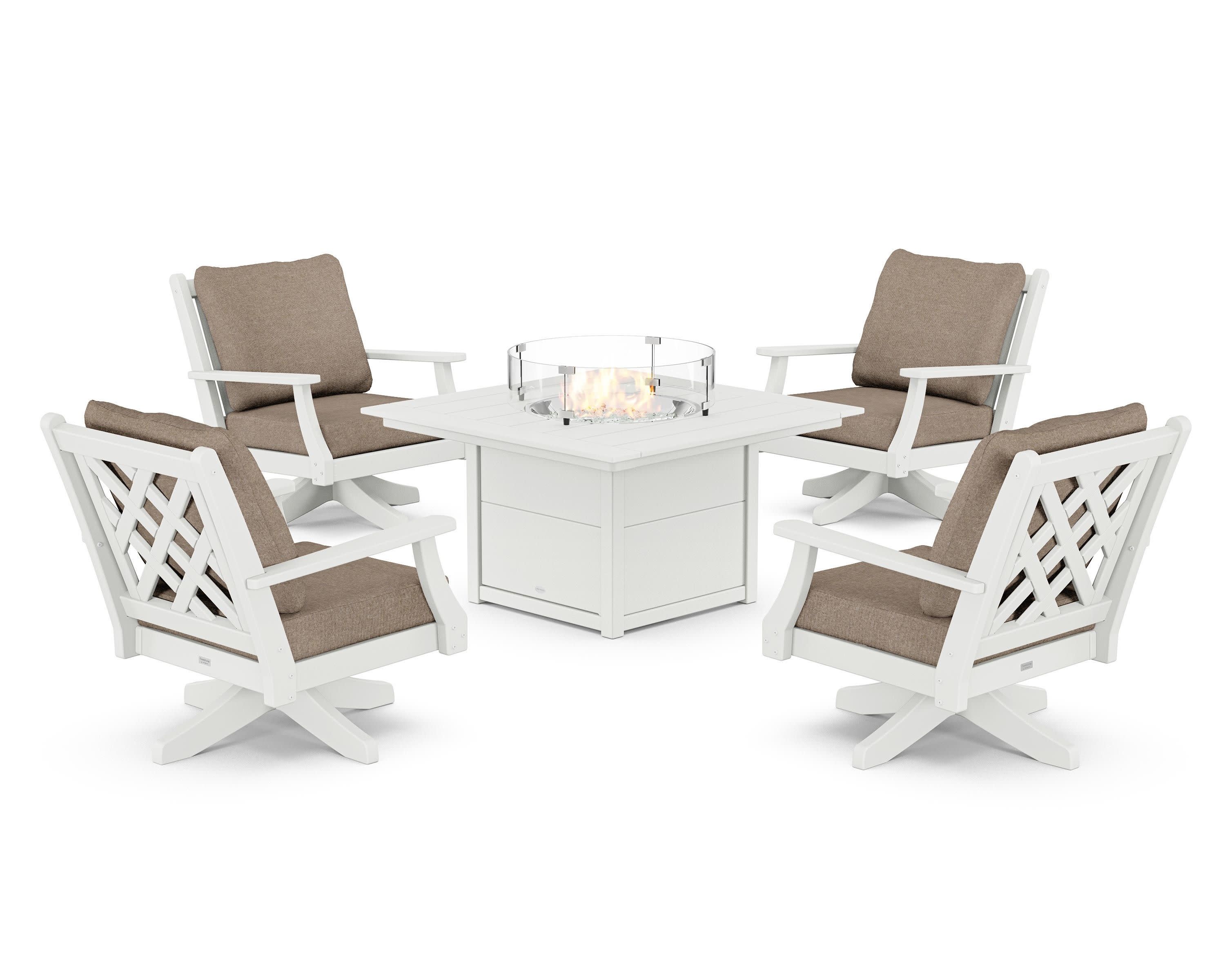 Wovendale 5-Piece Deep Seating Swivel Conversation Set with Fire Pit Table - Image 181