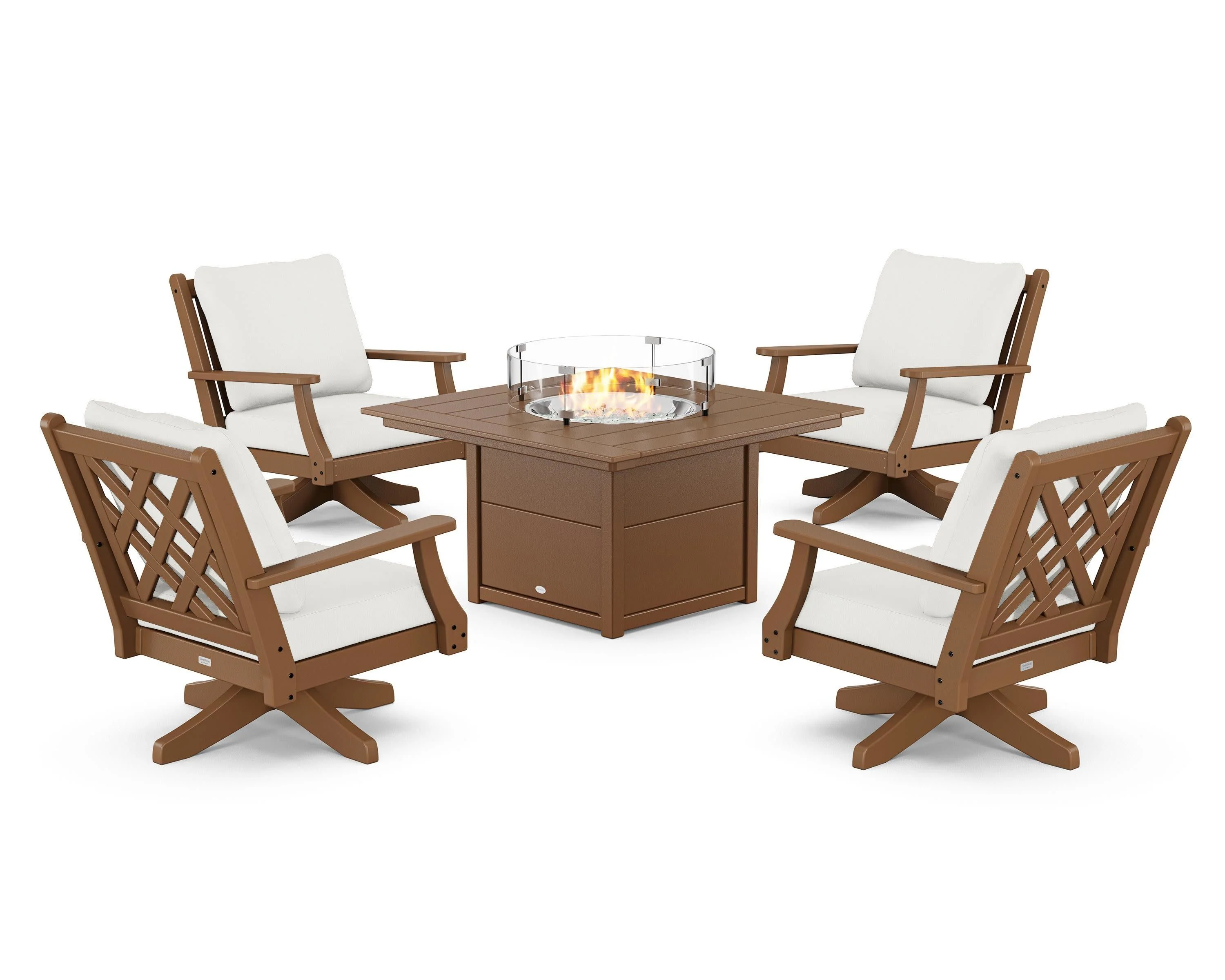 Wovendale 5-Piece Deep Seating Swivel Conversation Set with Fire Pit Table - Image 182