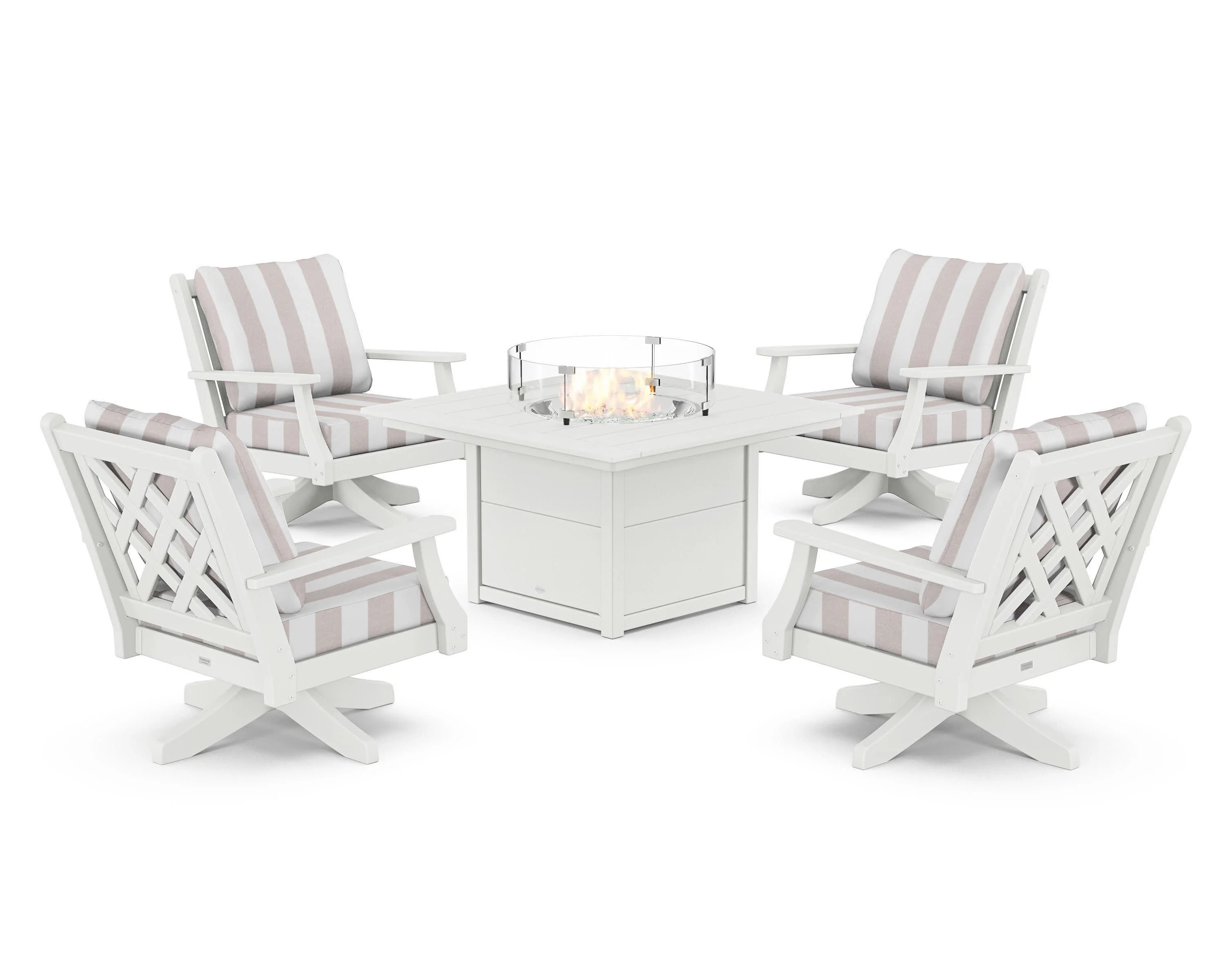 Wovendale 5-Piece Deep Seating Swivel Conversation Set with Fire Pit Table - Image 184