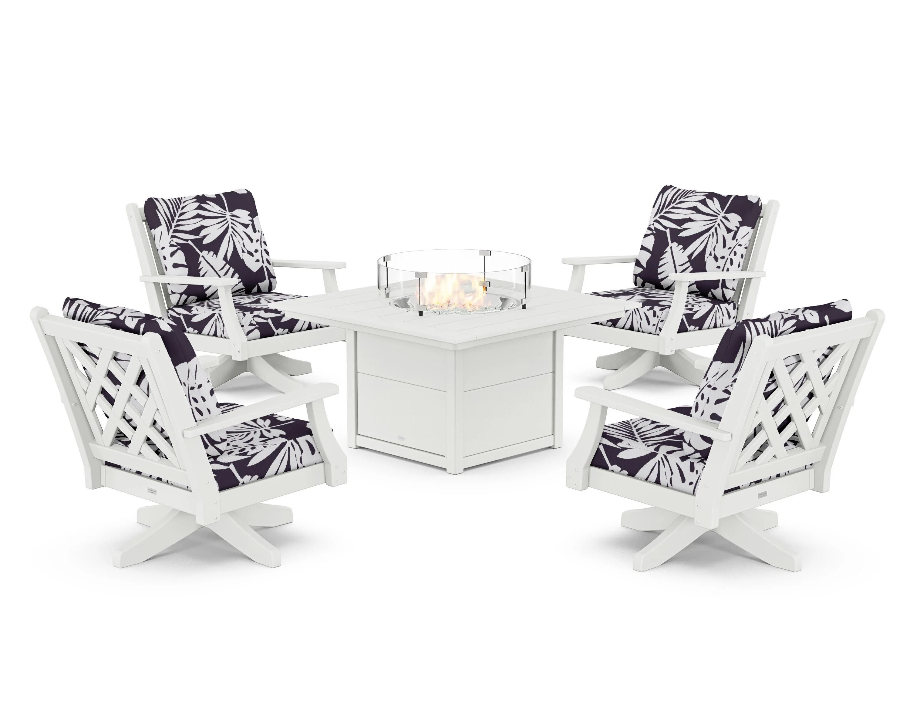 Wovendale 5-Piece Deep Seating Swivel Conversation Set with Fire Pit Table - Image 186