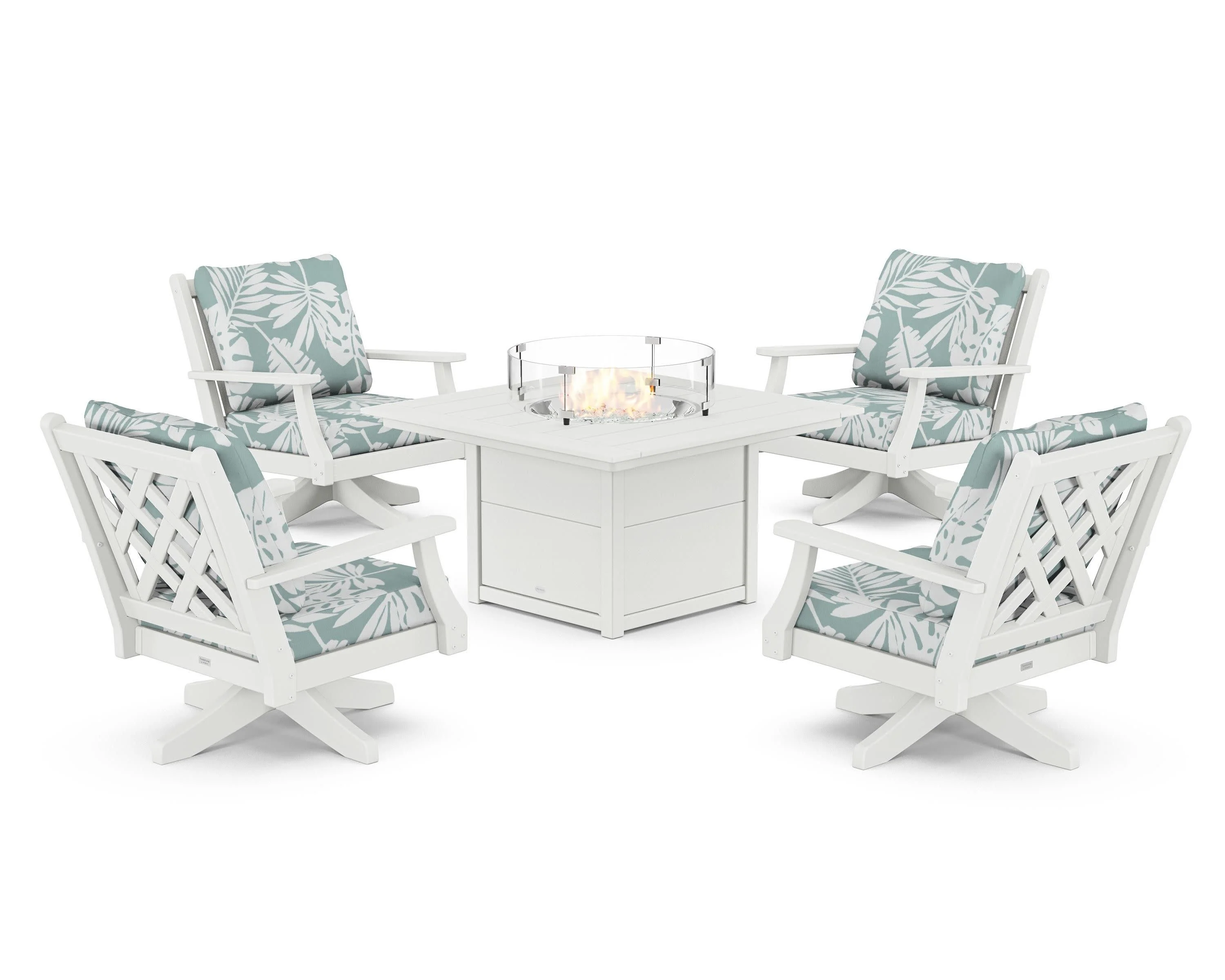 Wovendale 5-Piece Deep Seating Swivel Conversation Set with Fire Pit Table - Image 187