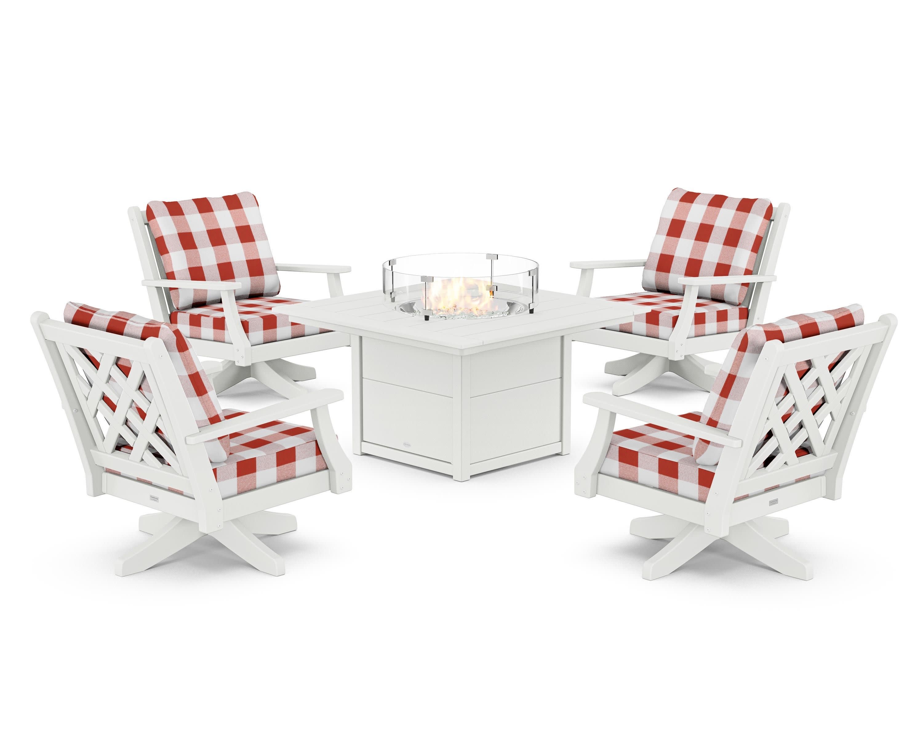 Wovendale 5-Piece Deep Seating Swivel Conversation Set with Fire Pit Table - Image 188