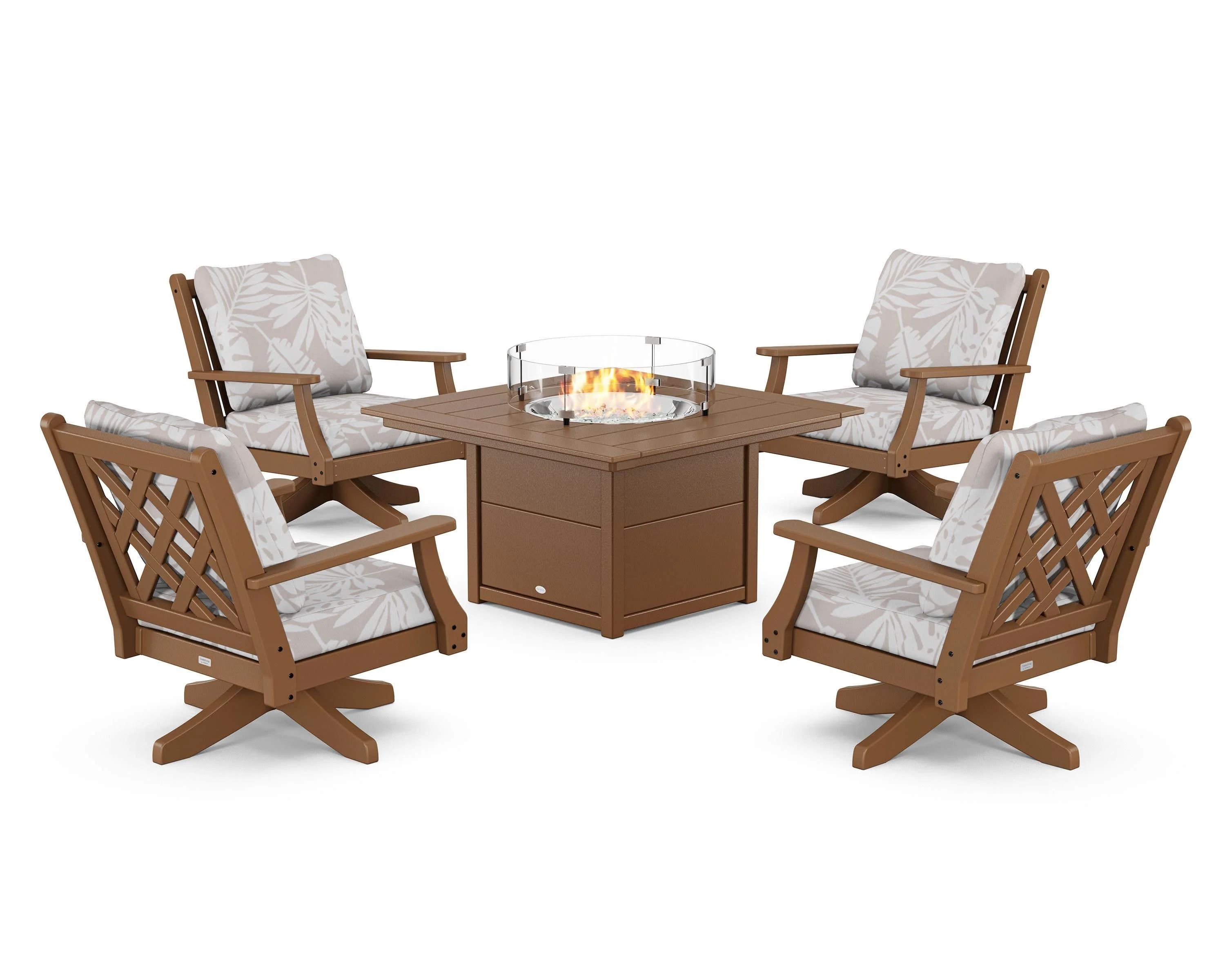 Wovendale 5-Piece Deep Seating Swivel Conversation Set with Fire Pit Table - Image 190