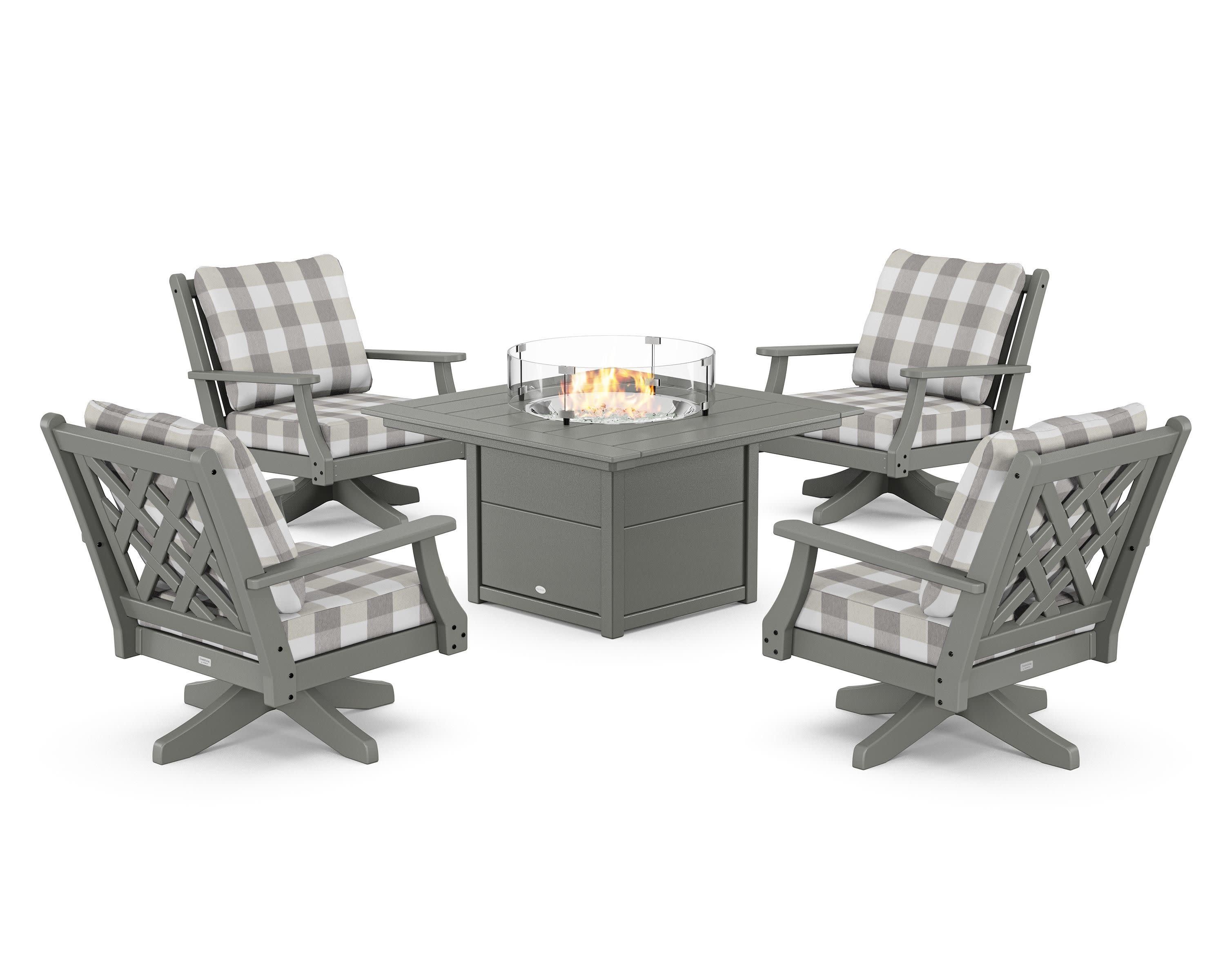 Wovendale 5-Piece Deep Seating Swivel Conversation Set with Fire Pit Table - Image 192