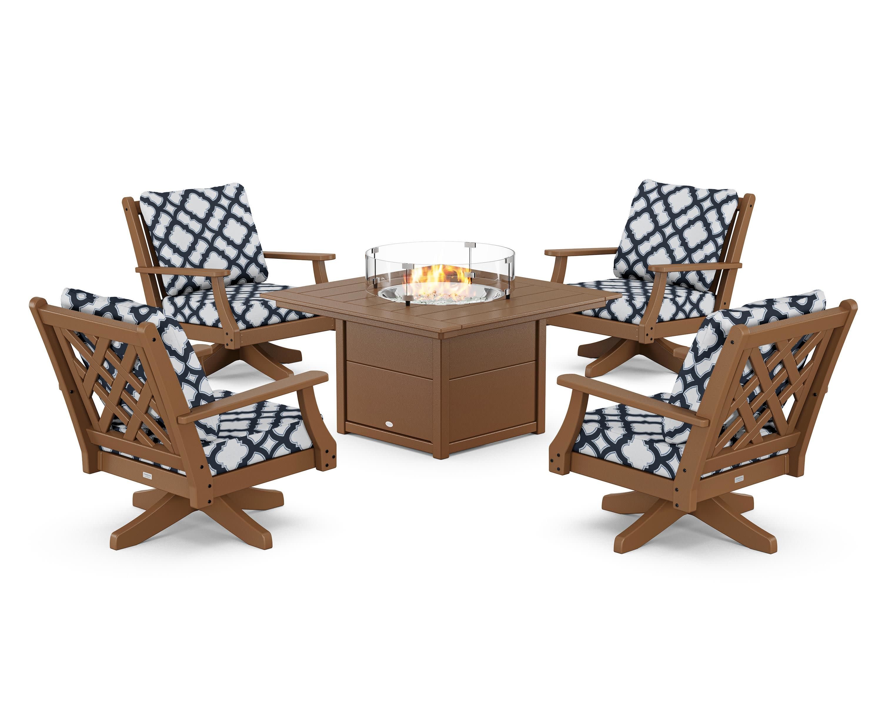 Wovendale 5-Piece Deep Seating Swivel Conversation Set with Fire Pit Table - Image 193