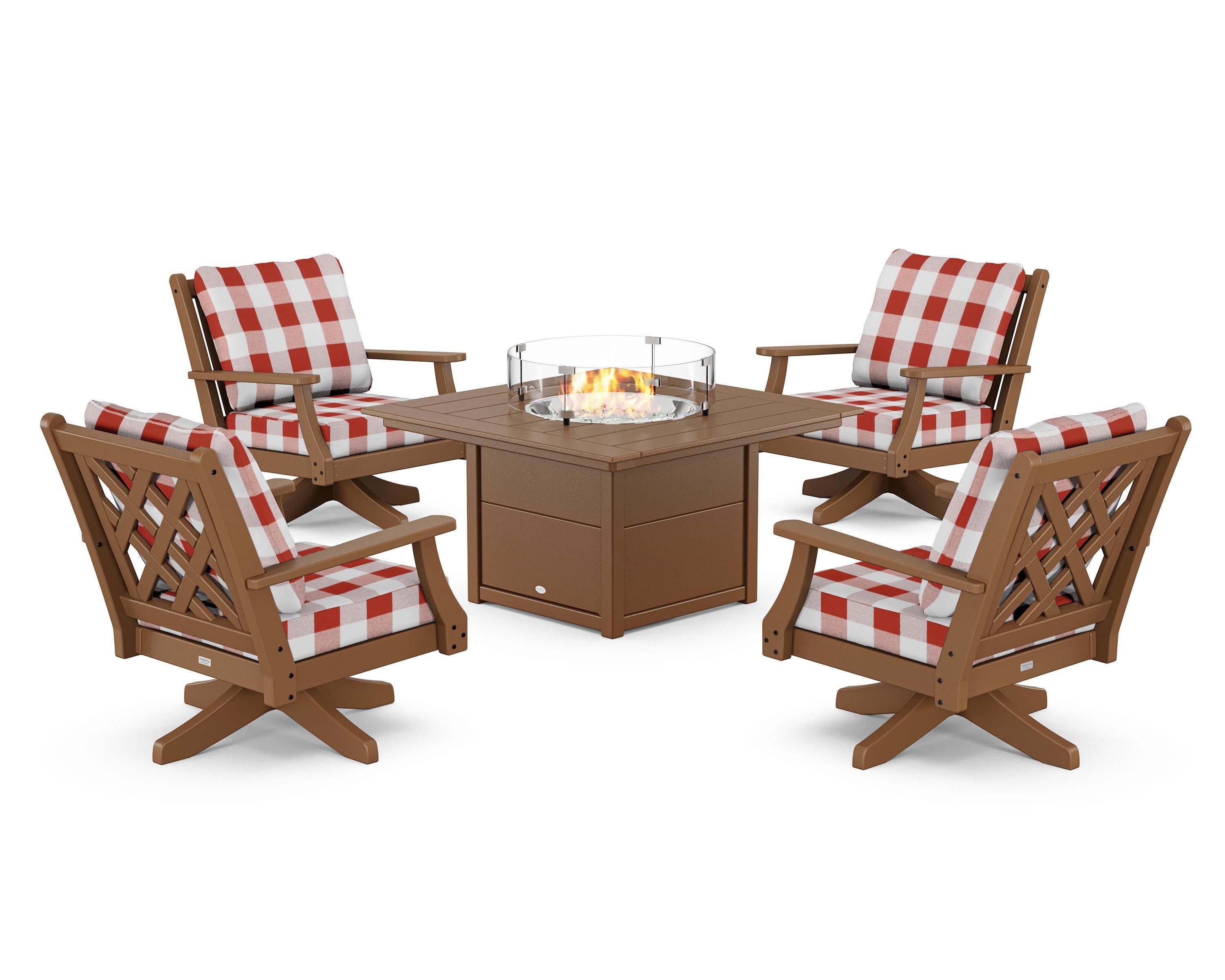 Wovendale 5-Piece Deep Seating Swivel Conversation Set with Fire Pit Table - Image 194