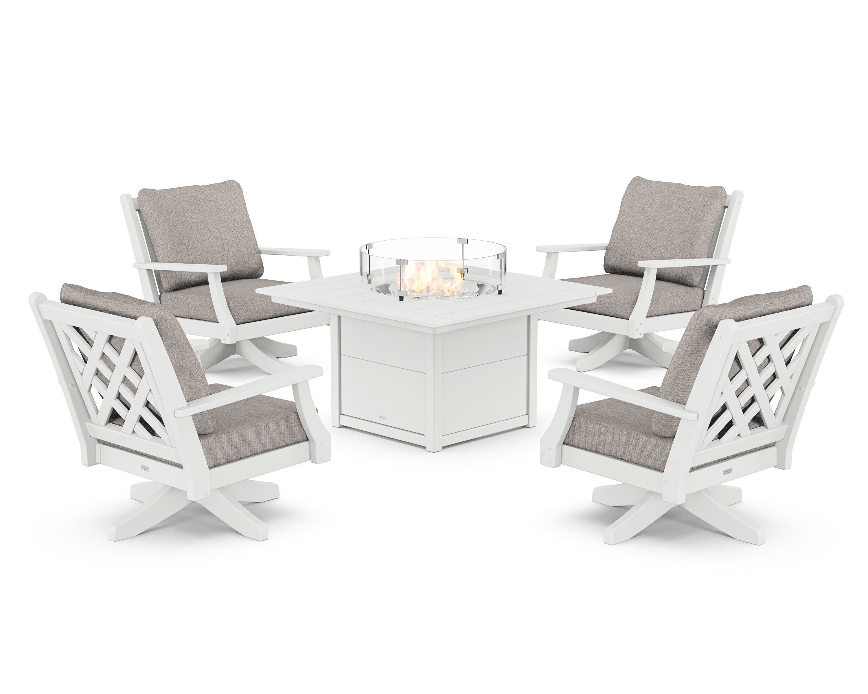 Wovendale 5-Piece Deep Seating Swivel Conversation Set with Fire Pit Table - Image 199