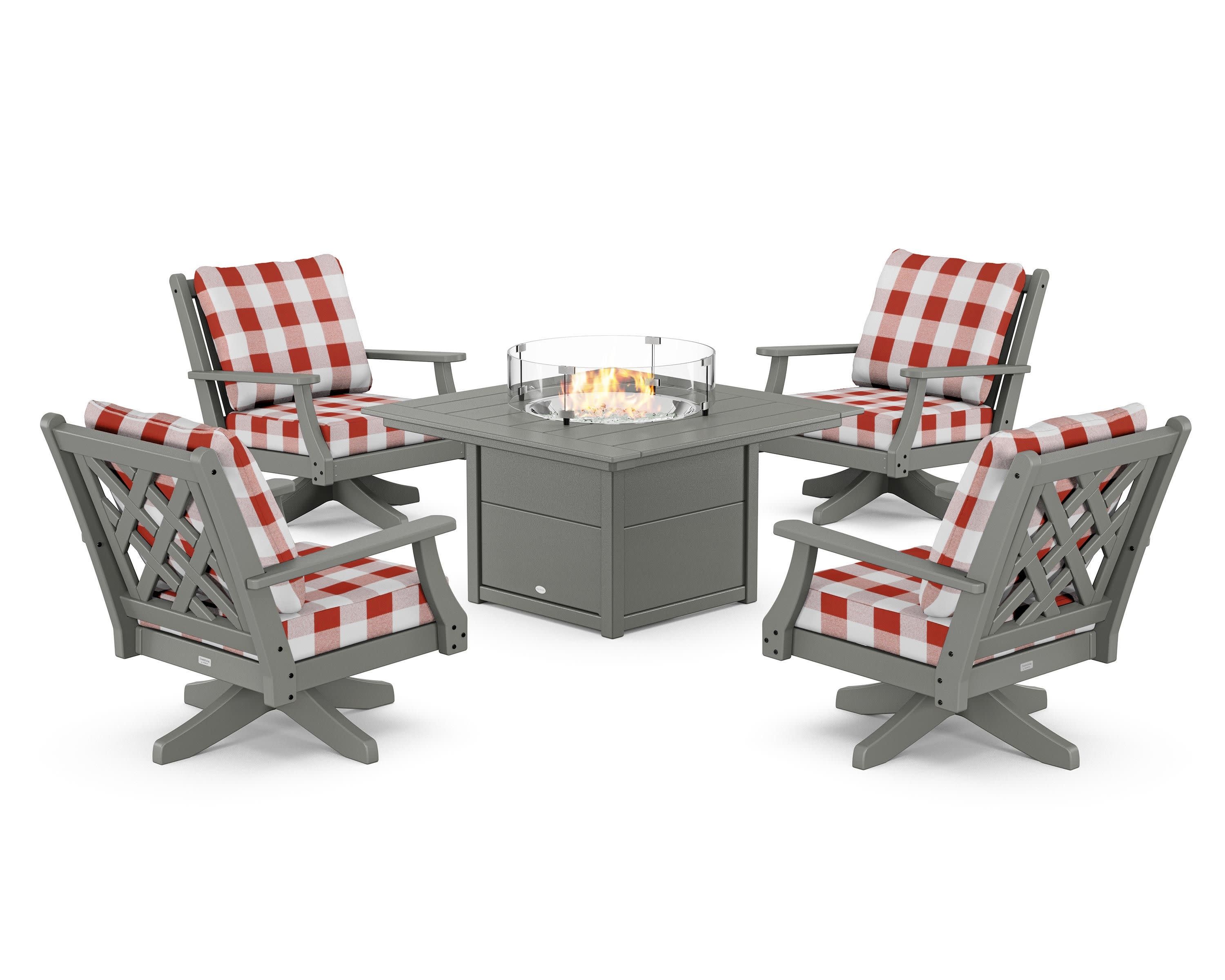 Wovendale 5-Piece Deep Seating Swivel Conversation Set with Fire Pit Table - Image 20