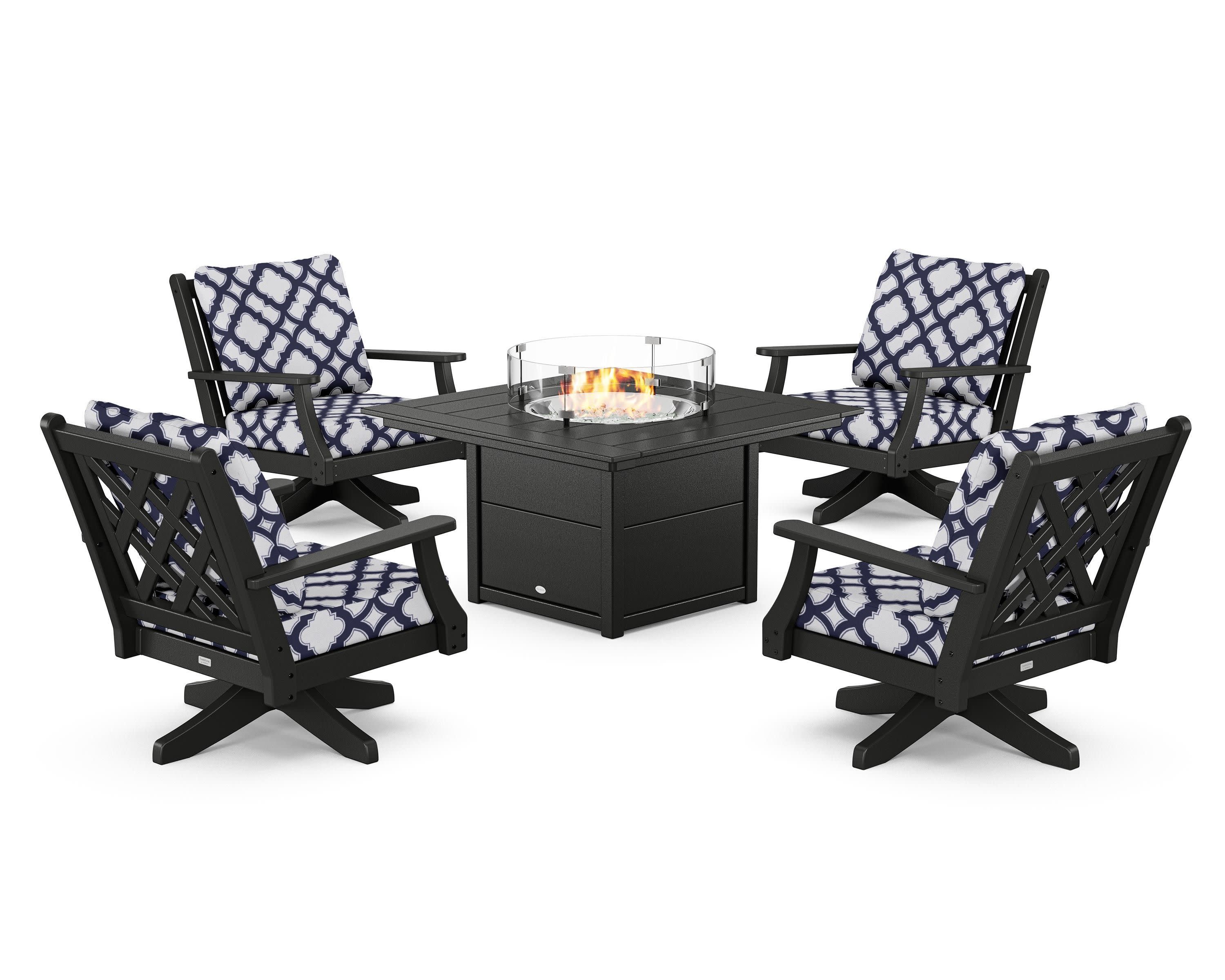 Wovendale 5-Piece Deep Seating Swivel Conversation Set with Fire Pit Table - Image 200