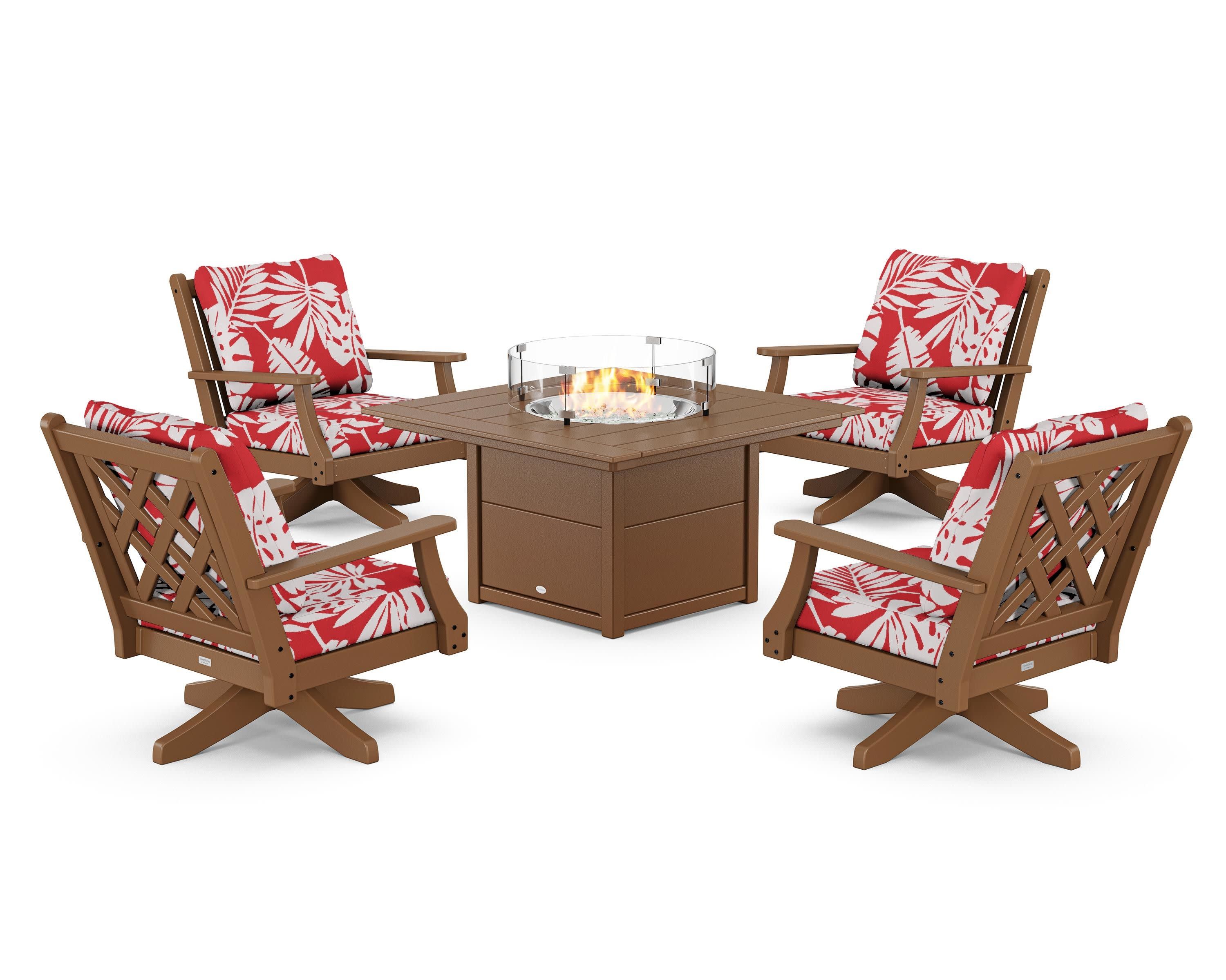 Wovendale 5-Piece Deep Seating Swivel Conversation Set with Fire Pit Table - Image 202