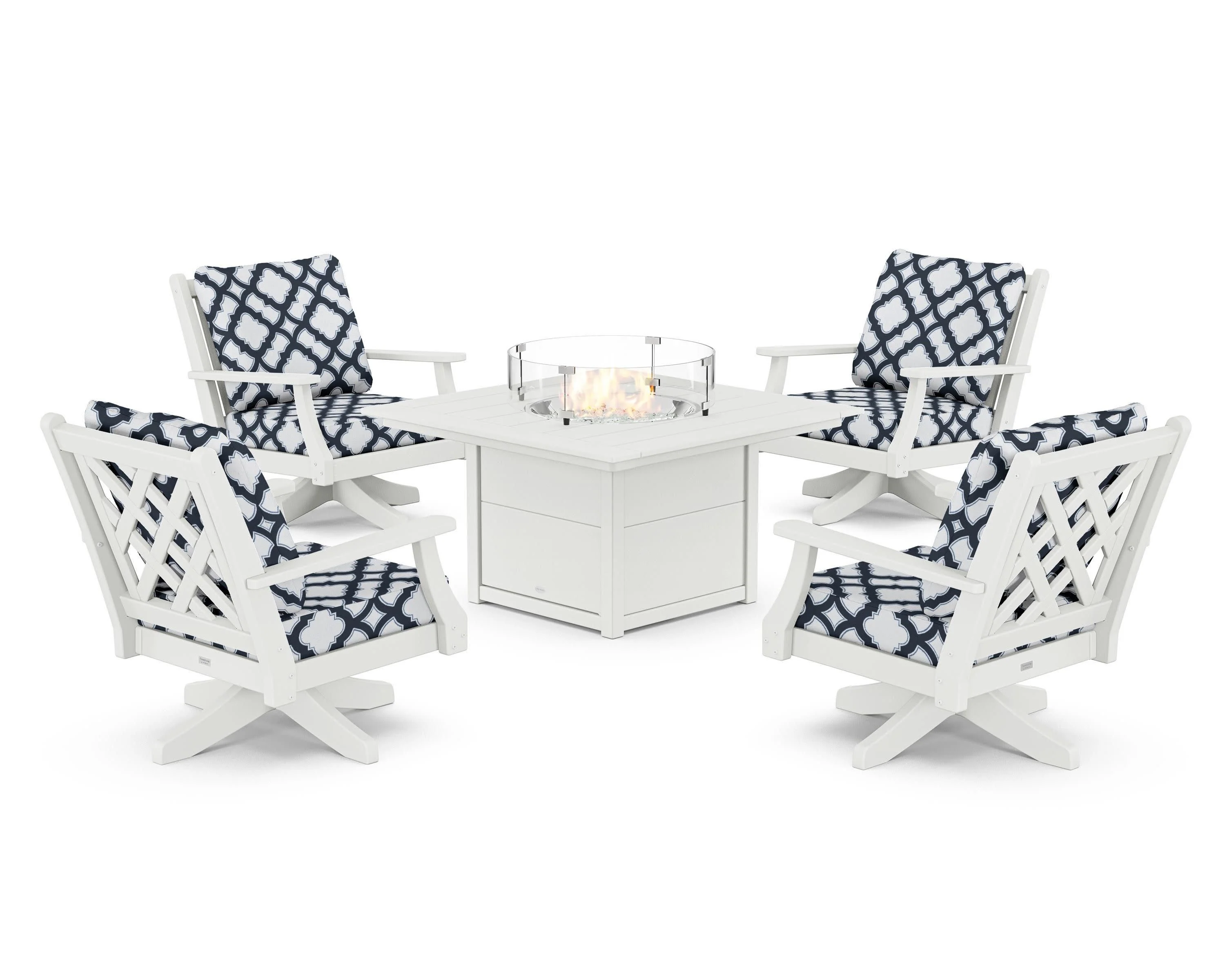 Wovendale 5-Piece Deep Seating Swivel Conversation Set with Fire Pit Table - Image 204