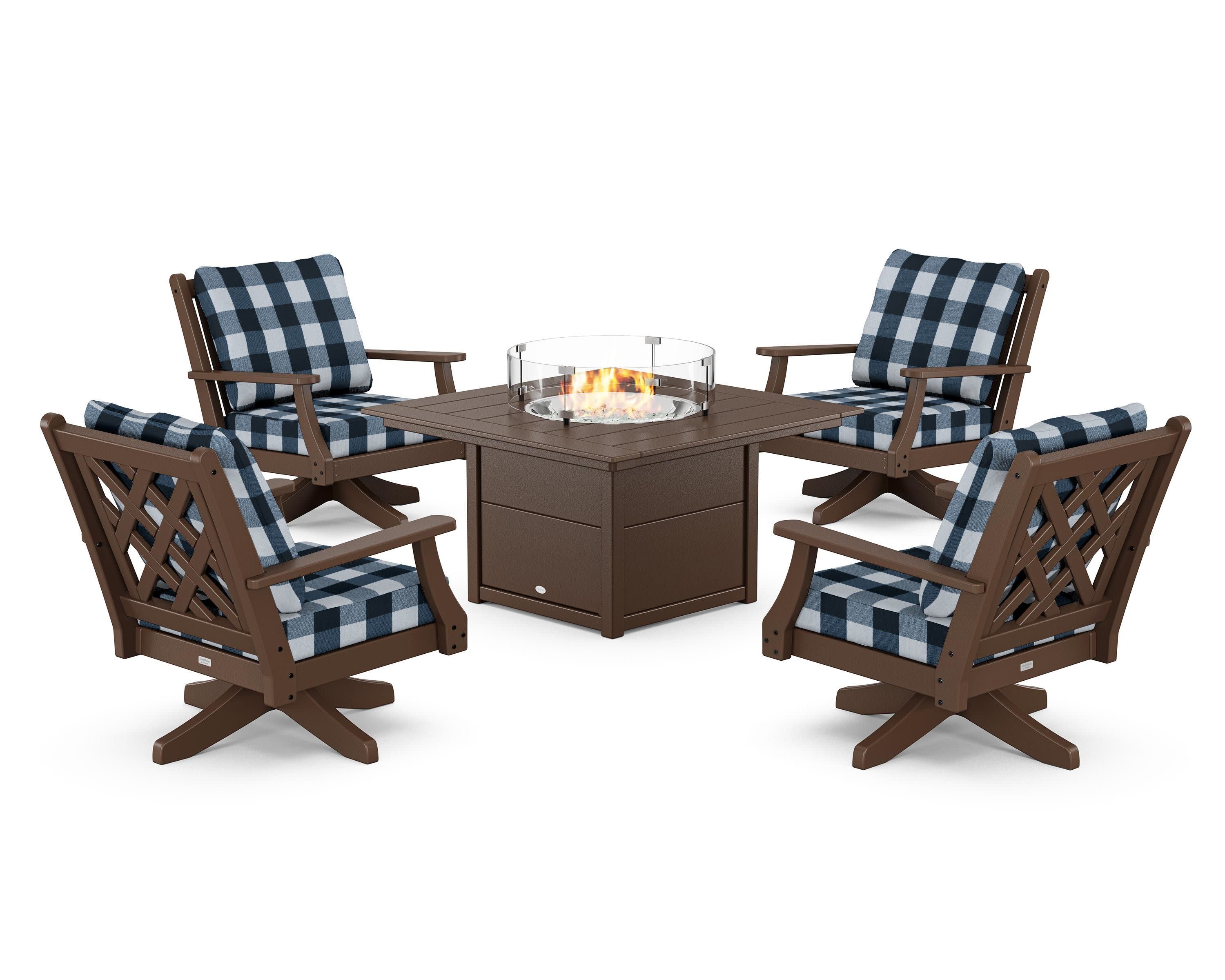 Wovendale 5-Piece Deep Seating Swivel Conversation Set with Fire Pit Table - Image 205