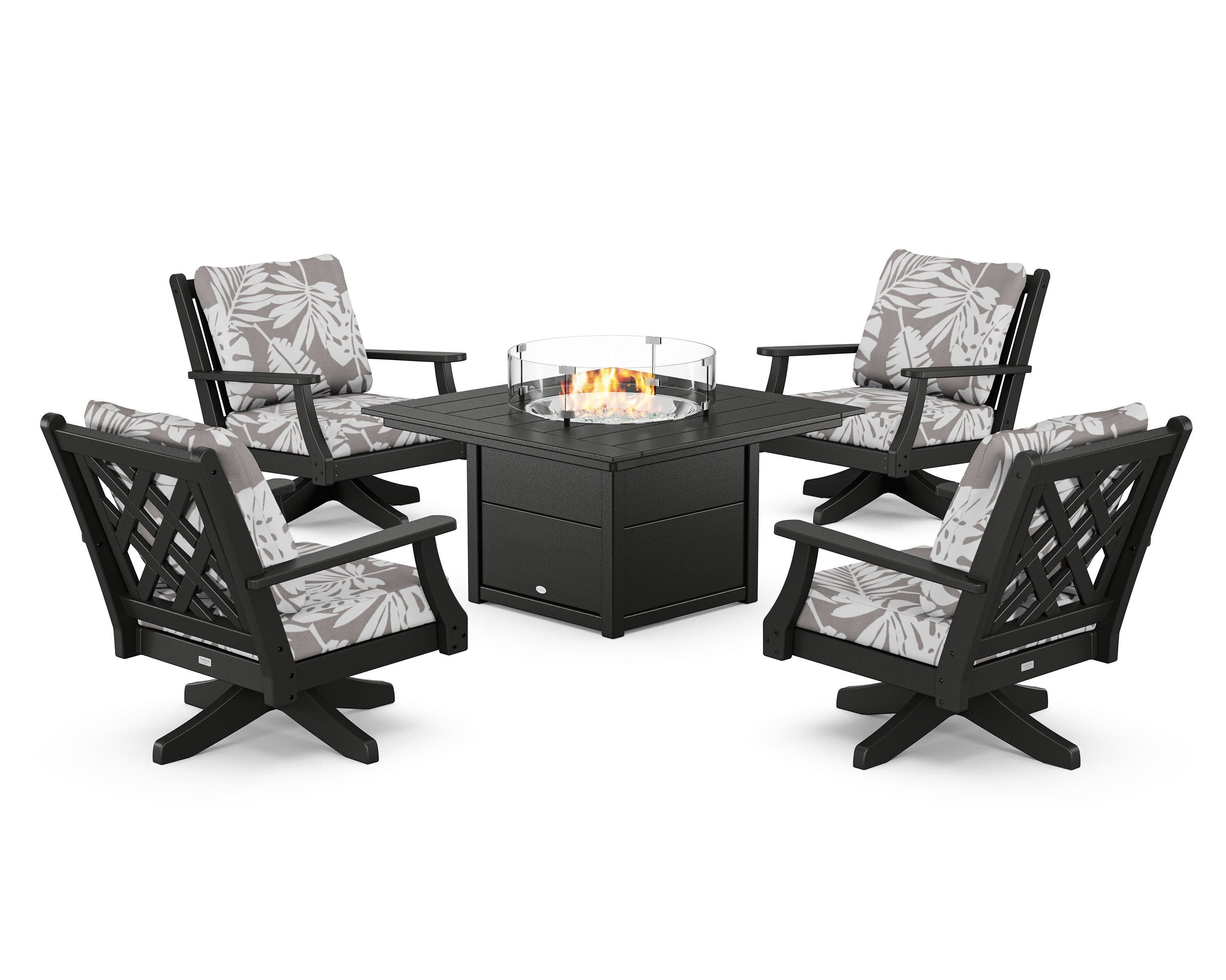 Wovendale 5-Piece Deep Seating Swivel Conversation Set with Fire Pit Table - Image 208