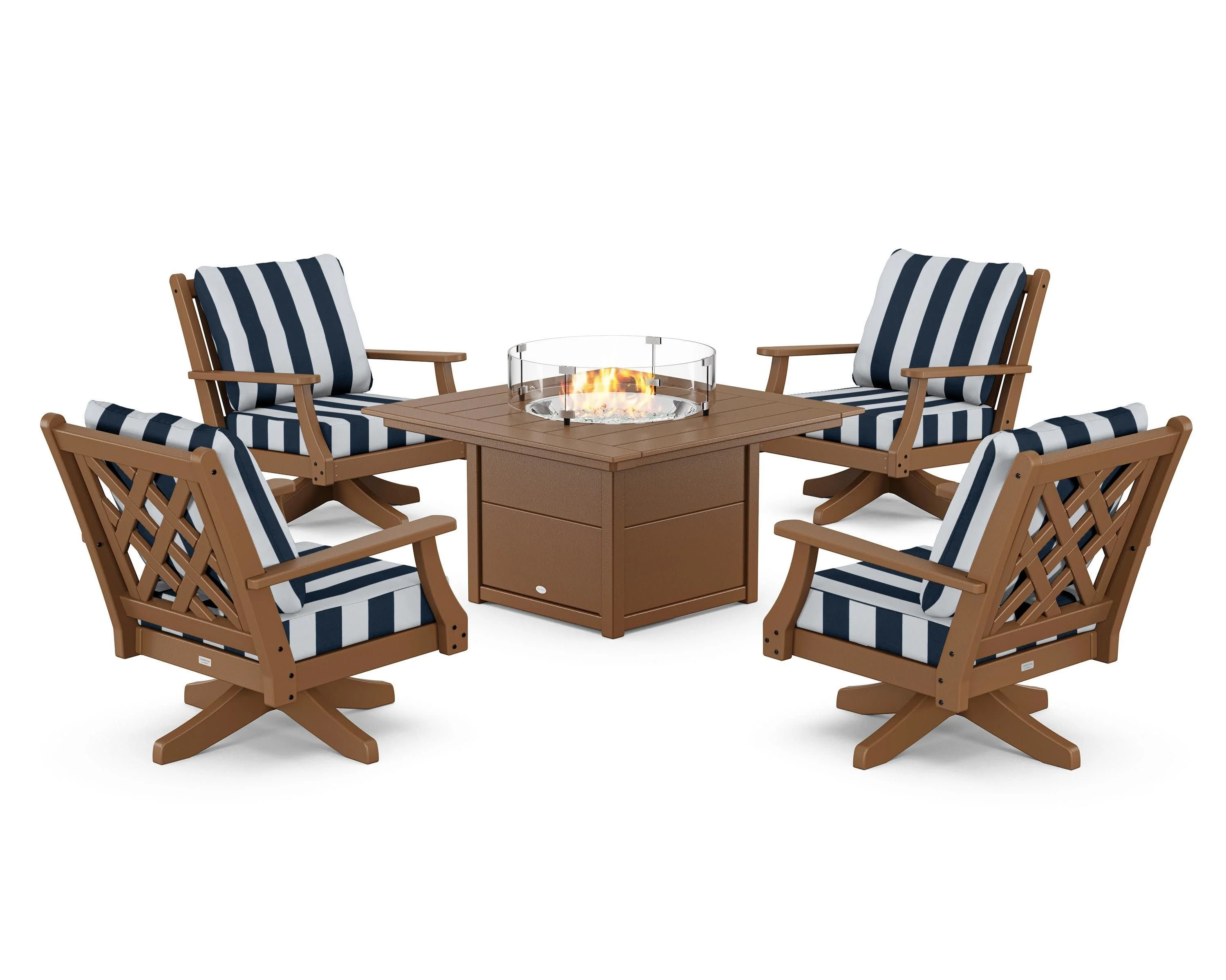 Wovendale 5-Piece Deep Seating Swivel Conversation Set with Fire Pit Table - Image 21