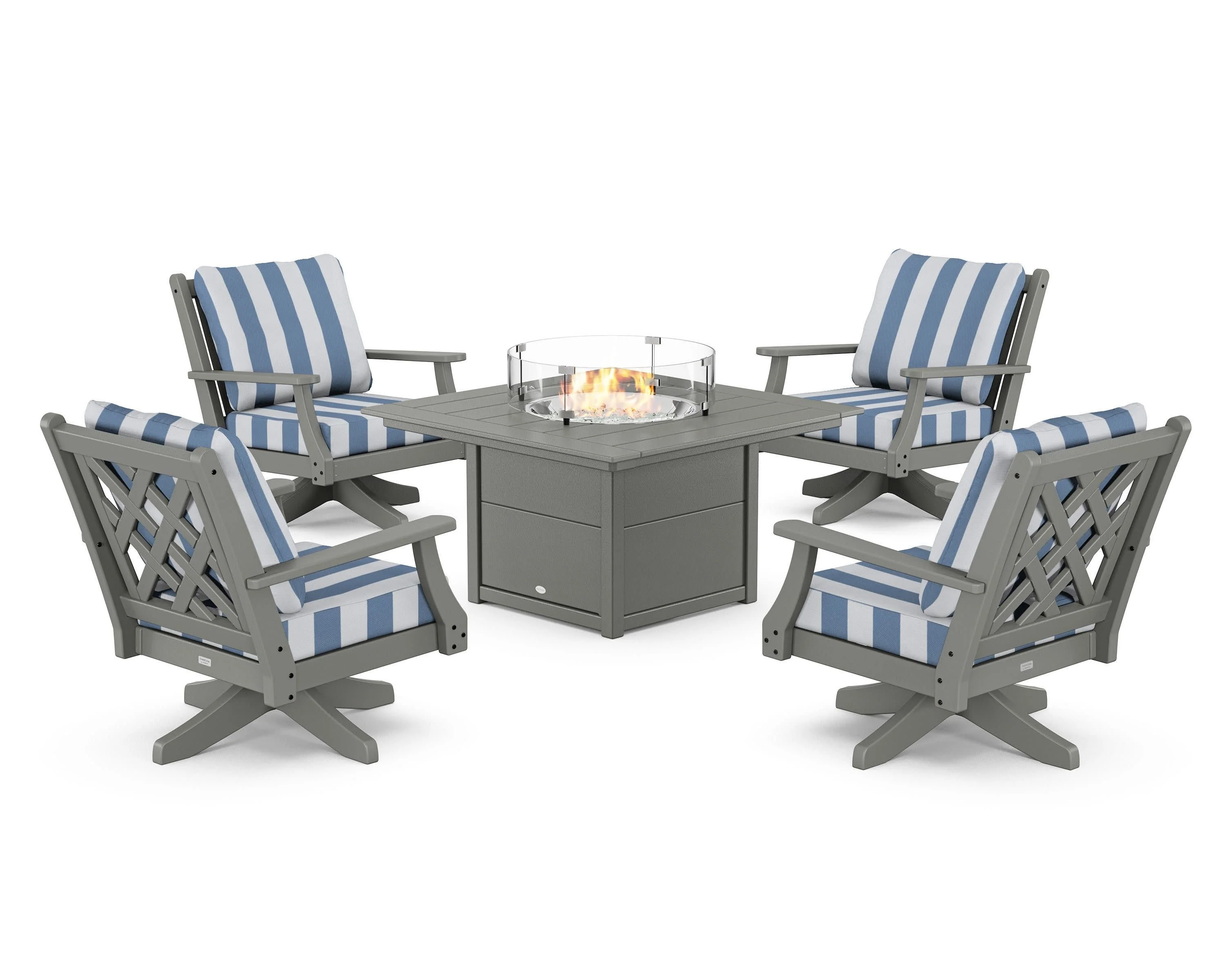 Wovendale 5-Piece Deep Seating Swivel Conversation Set with Fire Pit Table - Image 22