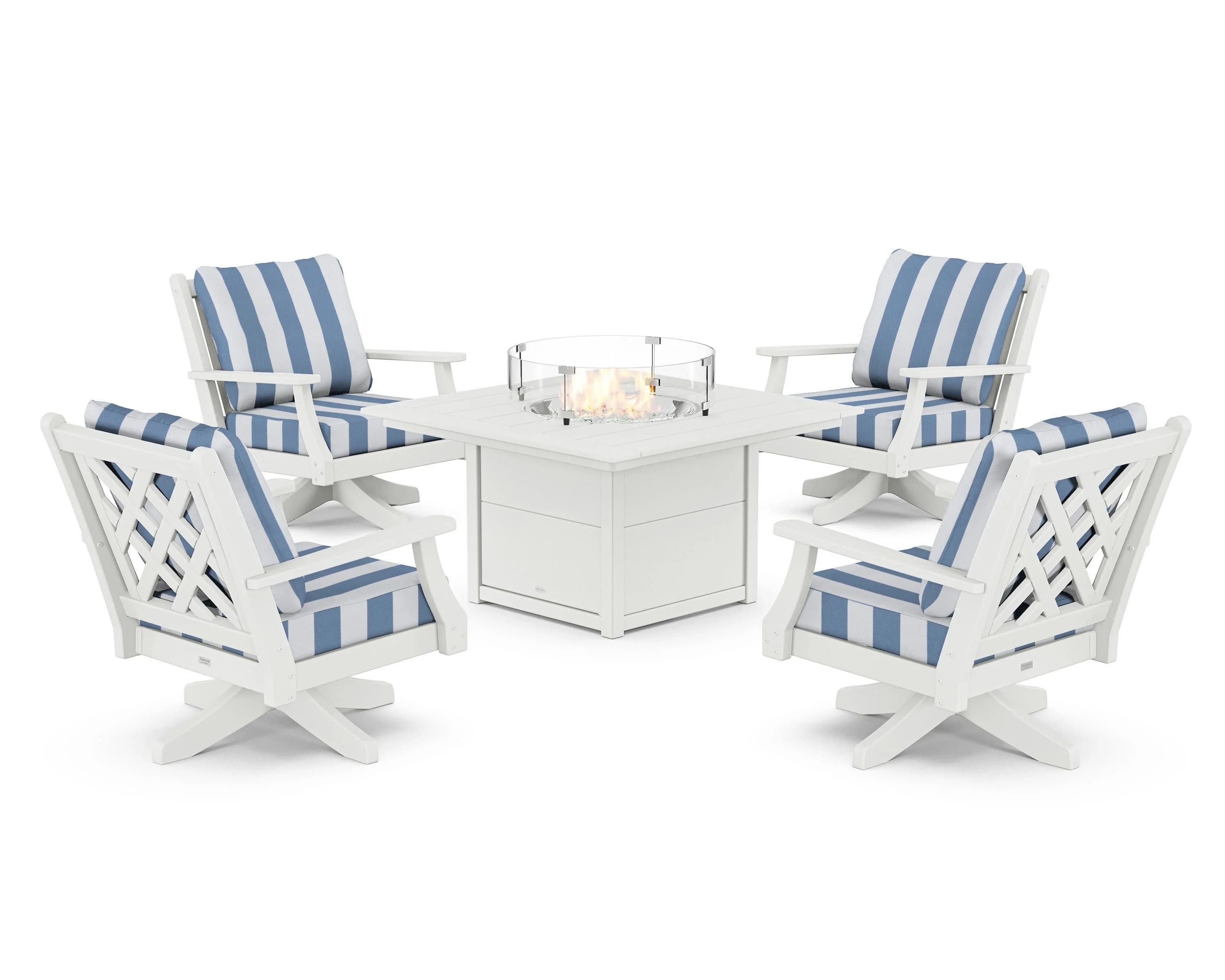 Wovendale 5-Piece Deep Seating Swivel Conversation Set with Fire Pit Table - Image 24