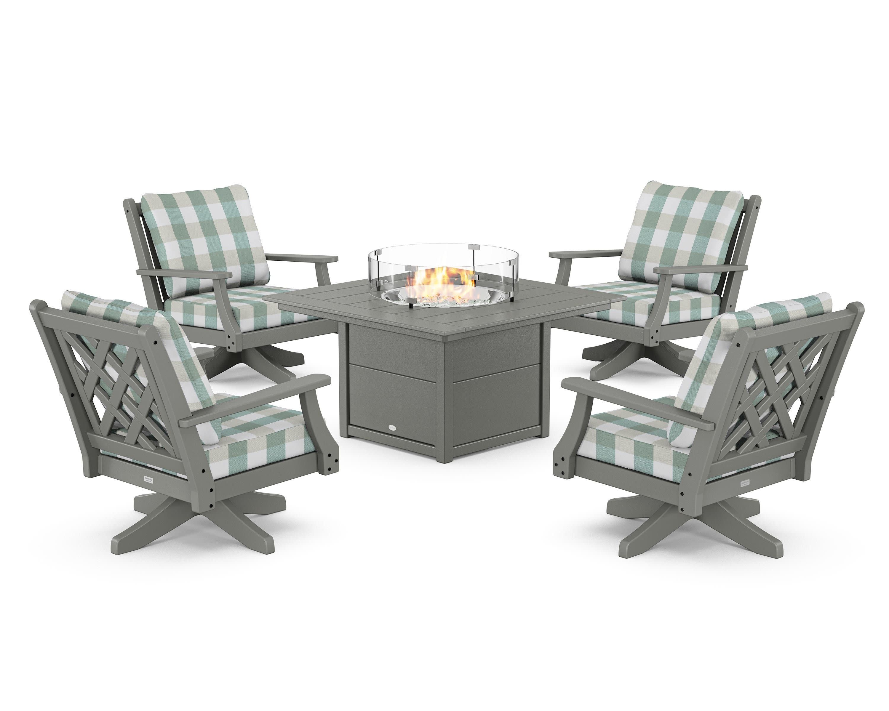 Wovendale 5-Piece Deep Seating Swivel Conversation Set with Fire Pit Table - Image 25