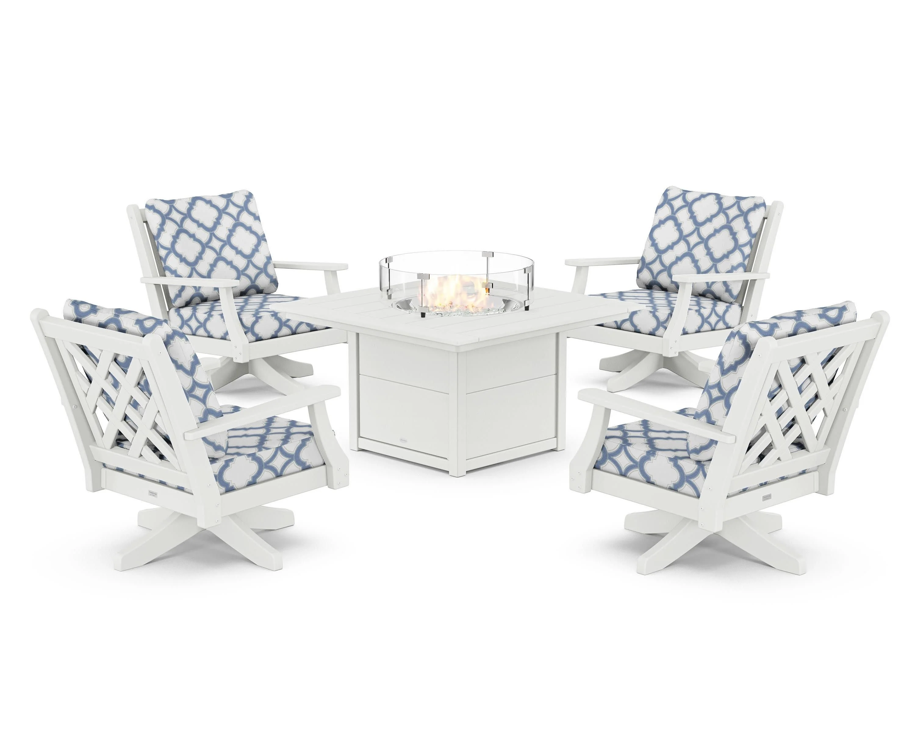 Wovendale 5-Piece Deep Seating Swivel Conversation Set with Fire Pit Table - Image 3