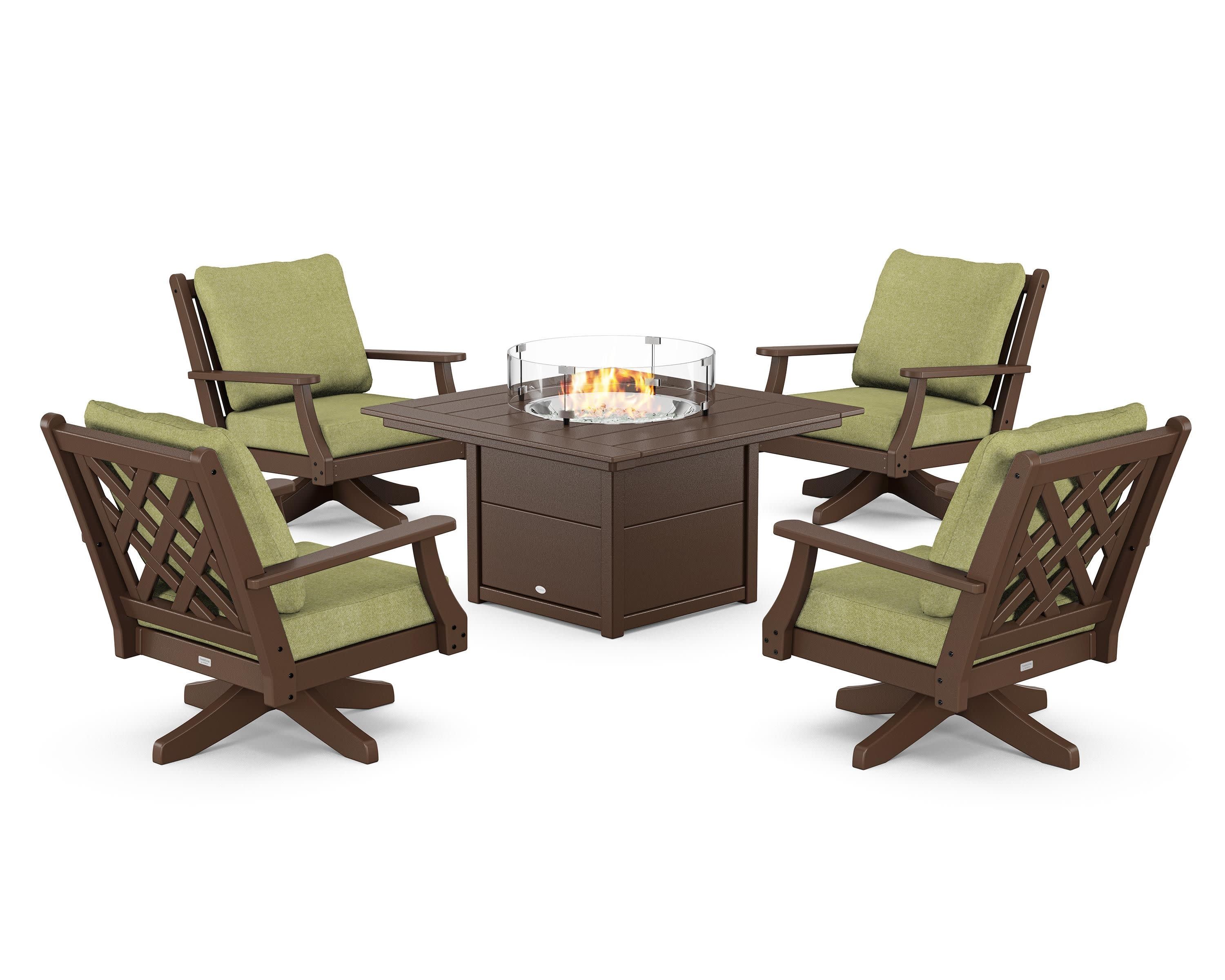 Wovendale 5-Piece Deep Seating Swivel Conversation Set with Fire Pit Table - Image 30