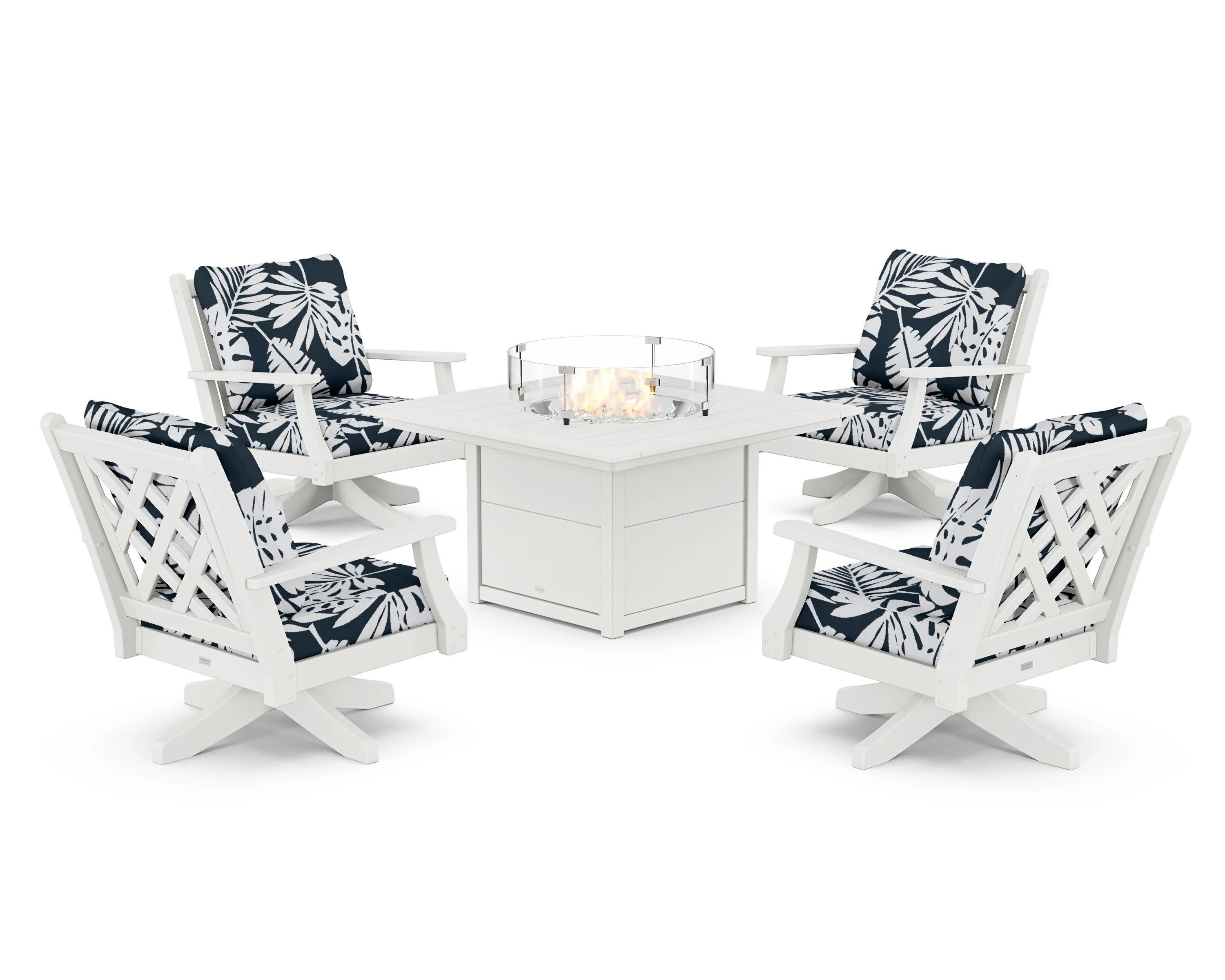 Wovendale 5-Piece Deep Seating Swivel Conversation Set with Fire Pit Table - Image 35