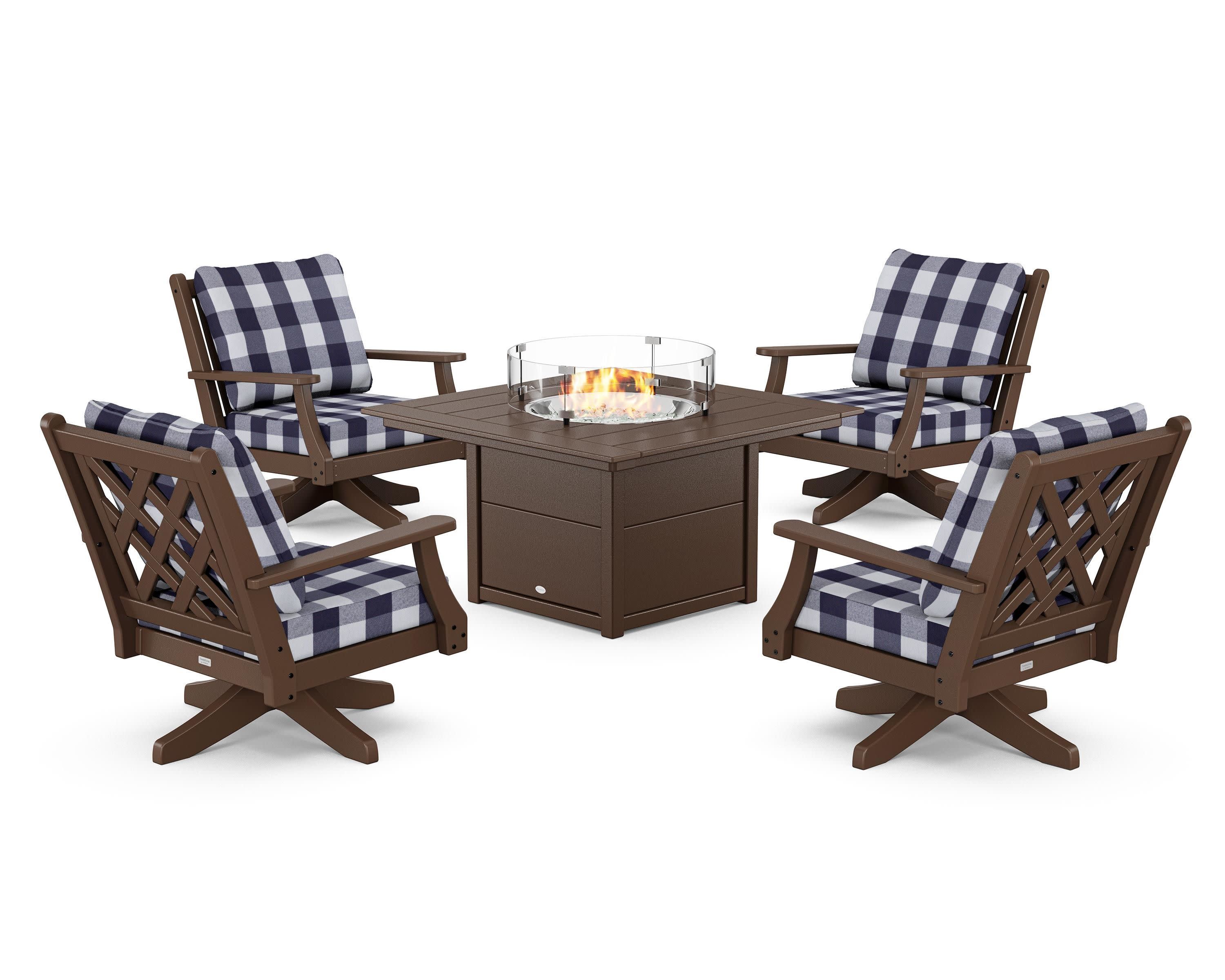 Wovendale 5-Piece Deep Seating Swivel Conversation Set with Fire Pit Table - Image 39