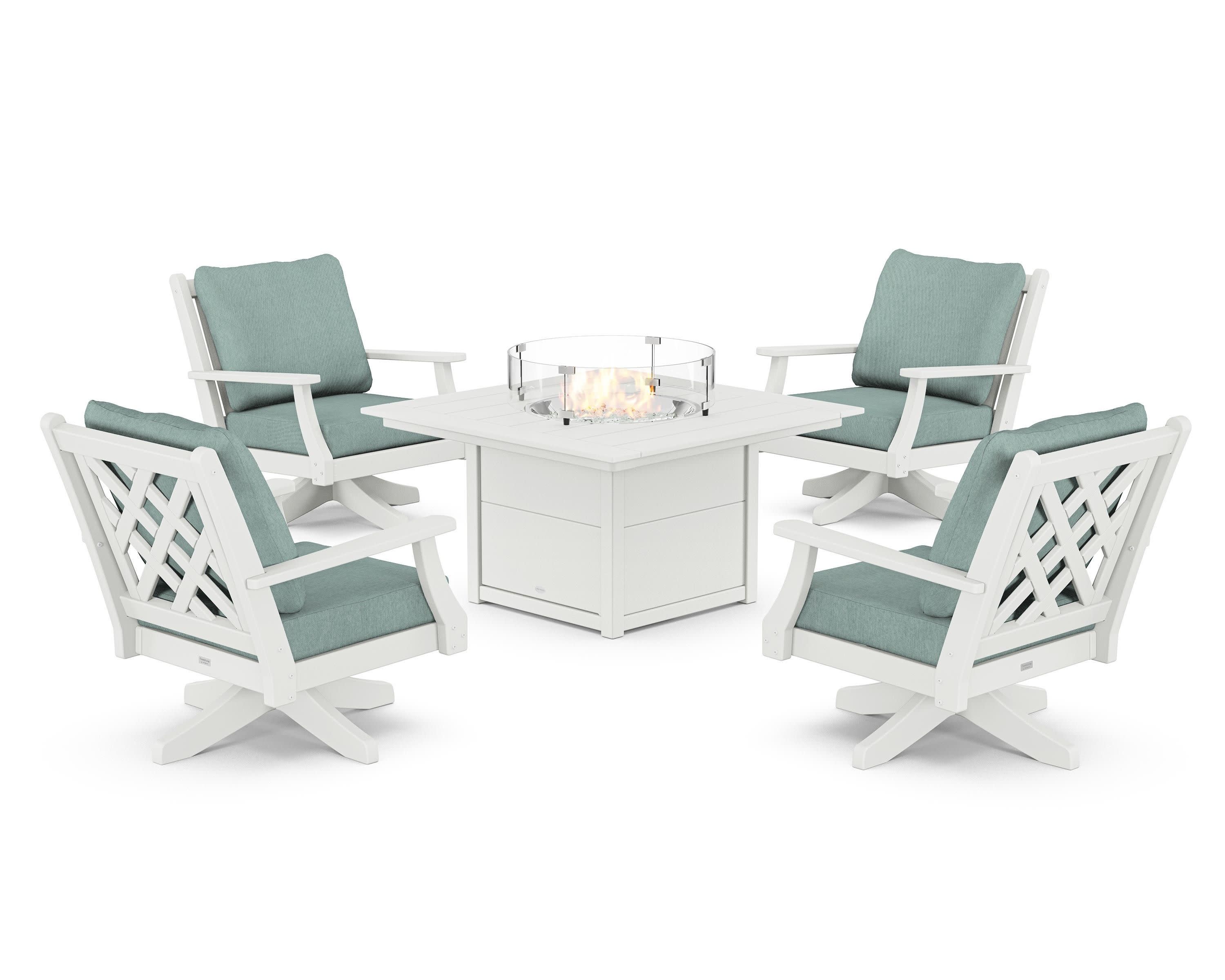 Wovendale 5-Piece Deep Seating Swivel Conversation Set with Fire Pit Table - Image 42