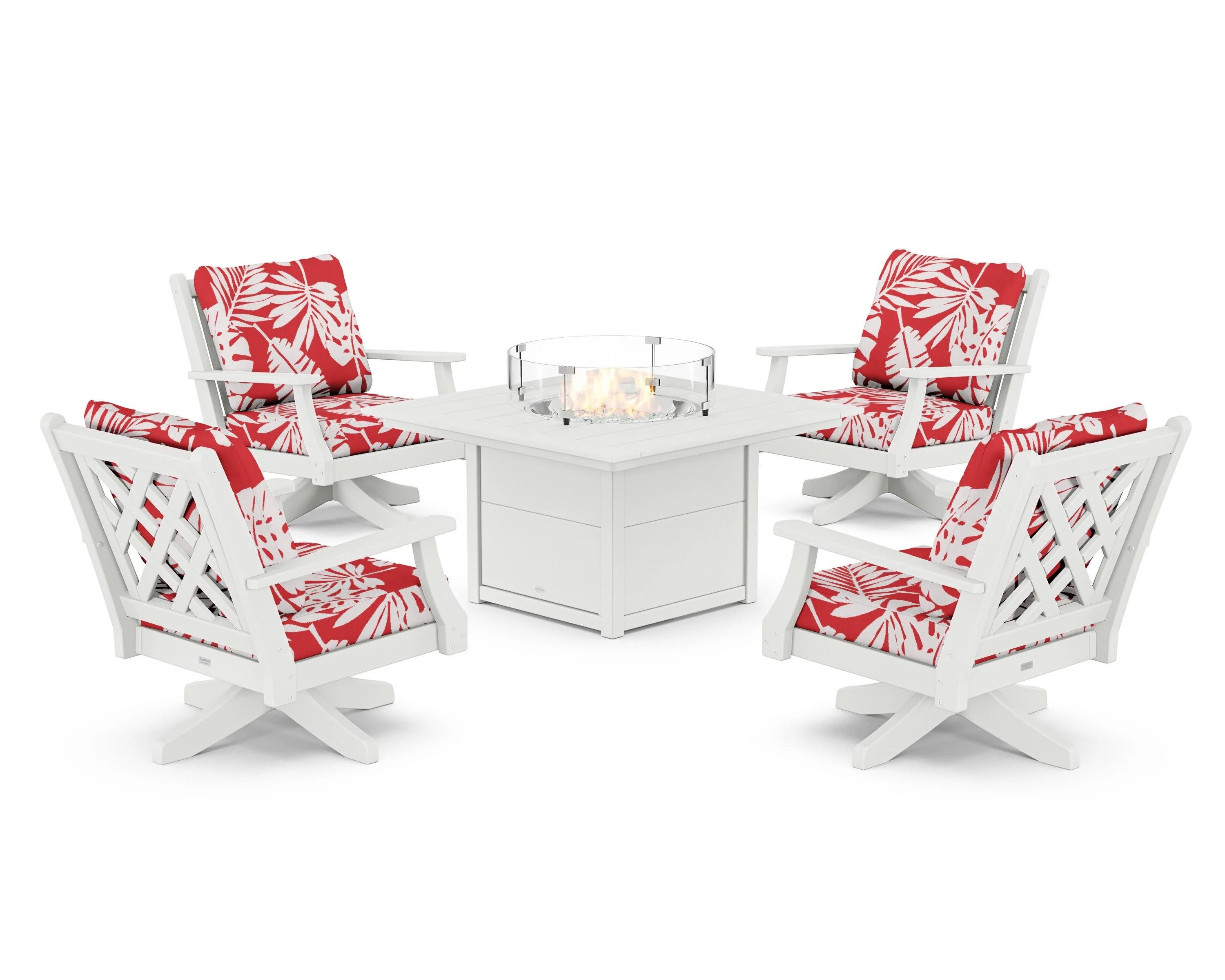 Wovendale 5-Piece Deep Seating Swivel Conversation Set with Fire Pit Table - Image 43