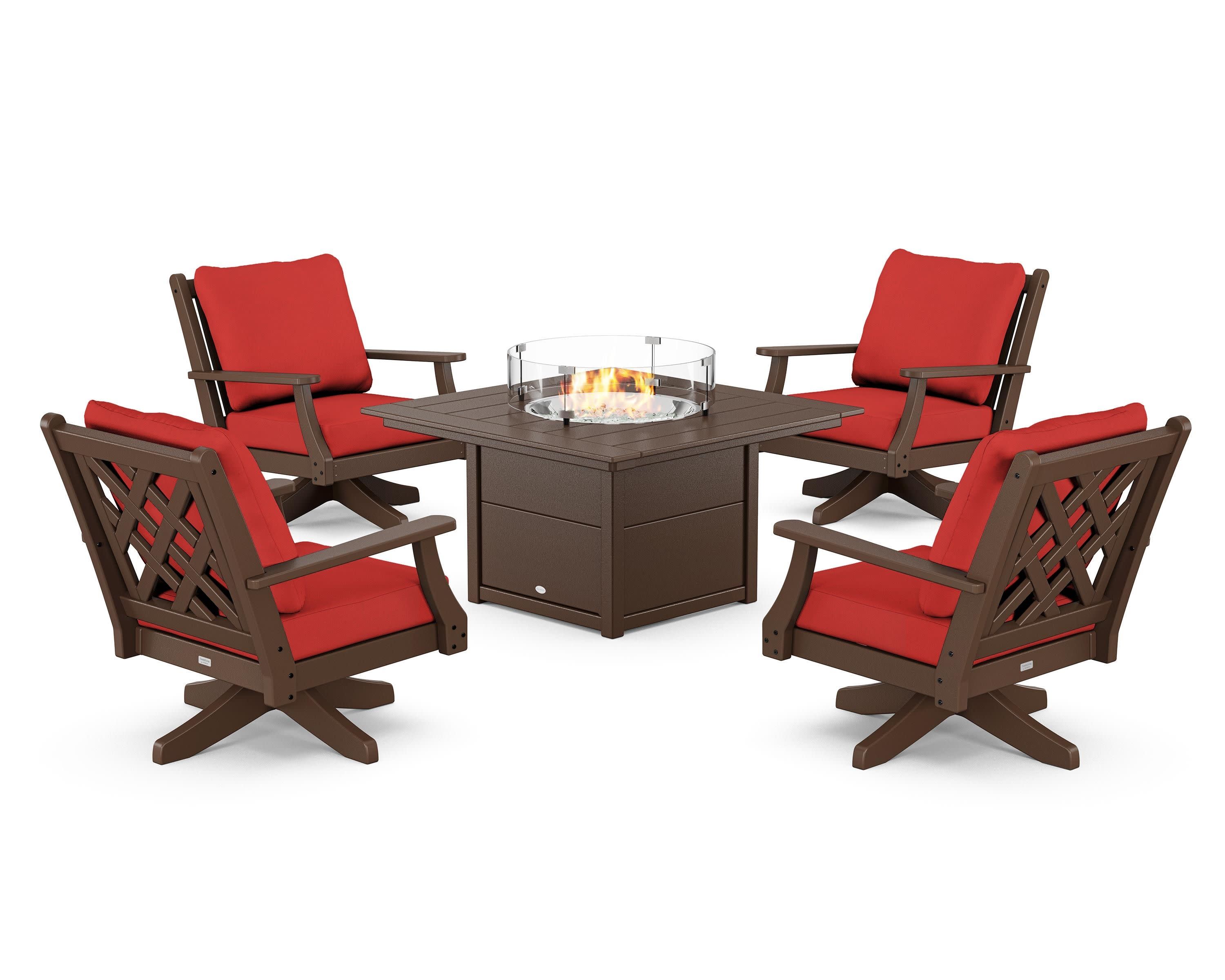 Wovendale 5-Piece Deep Seating Swivel Conversation Set with Fire Pit Table - Image 46