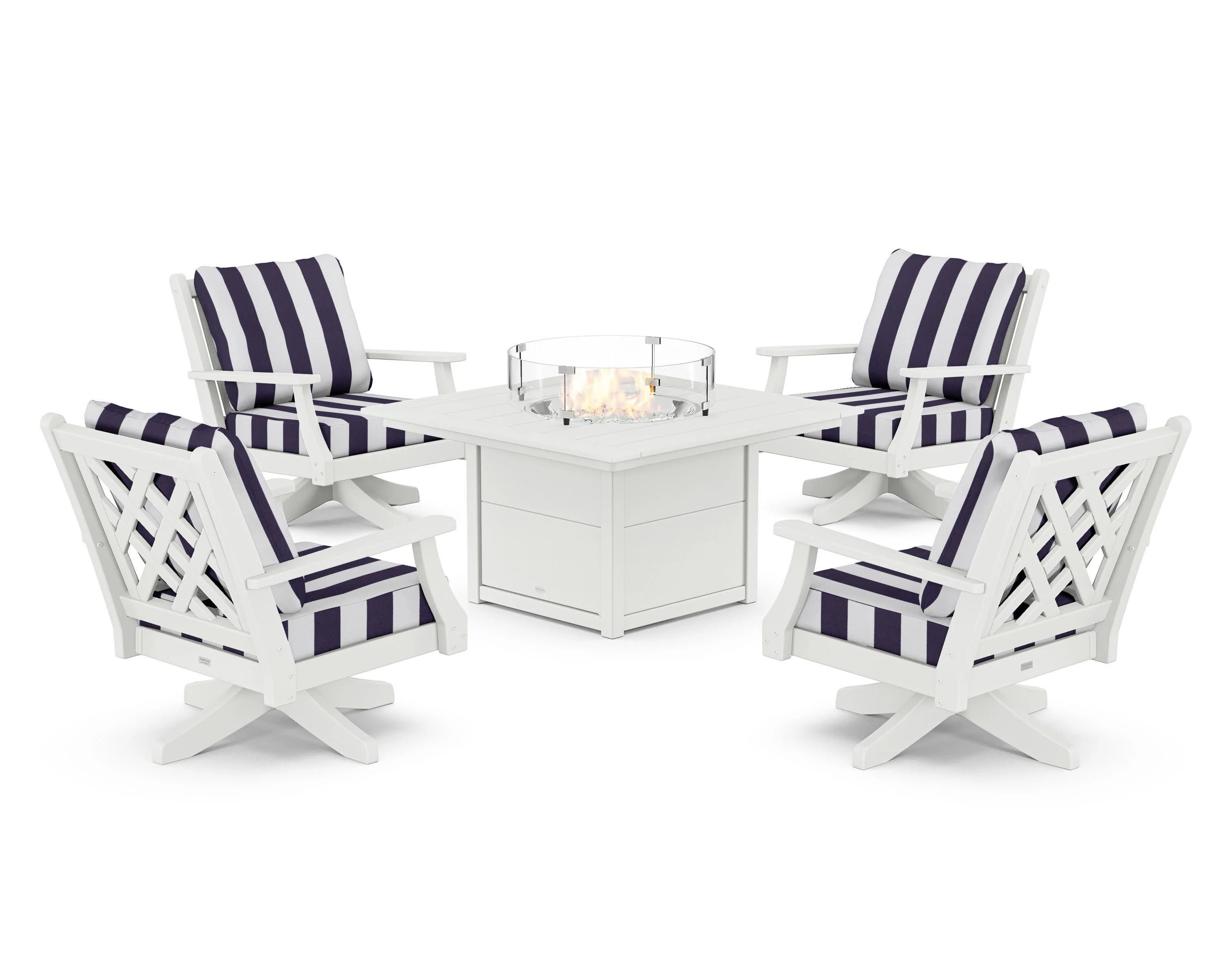 Wovendale 5-Piece Deep Seating Swivel Conversation Set with Fire Pit Table - Image 50