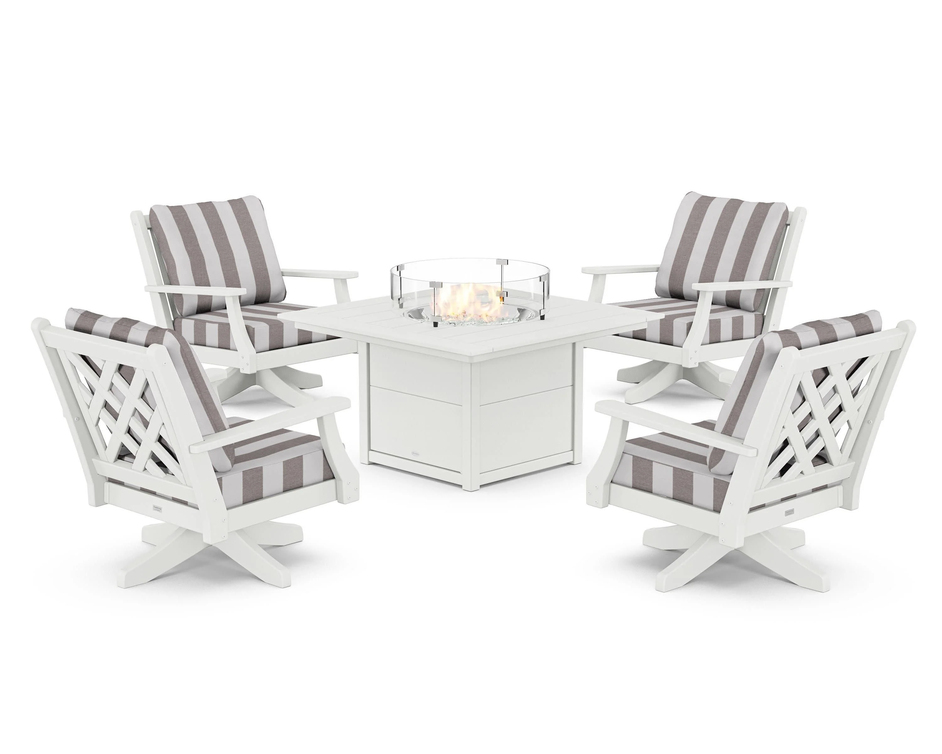 Wovendale 5-Piece Deep Seating Swivel Conversation Set with Fire Pit Table - Image 51