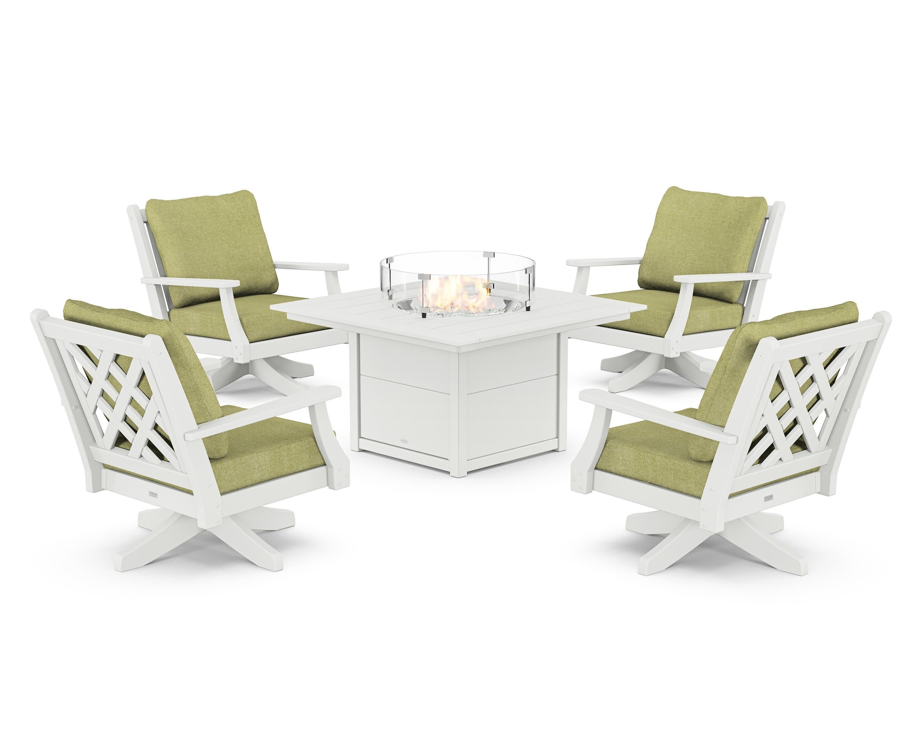 Wovendale 5-Piece Deep Seating Swivel Conversation Set with Fire Pit Table - Image 52