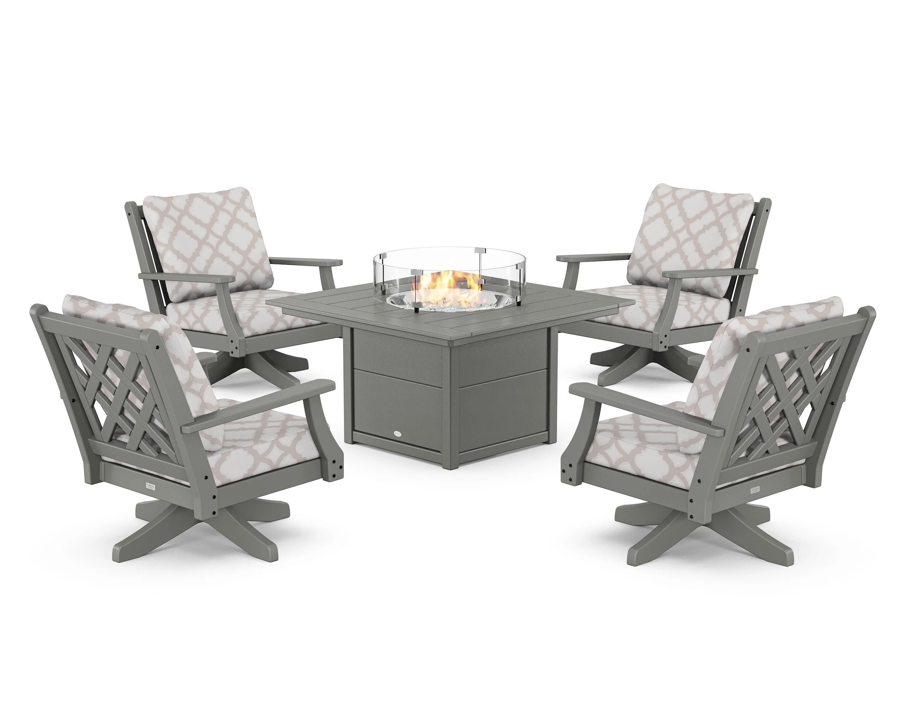 Wovendale 5-Piece Deep Seating Swivel Conversation Set with Fire Pit Table - Image 56