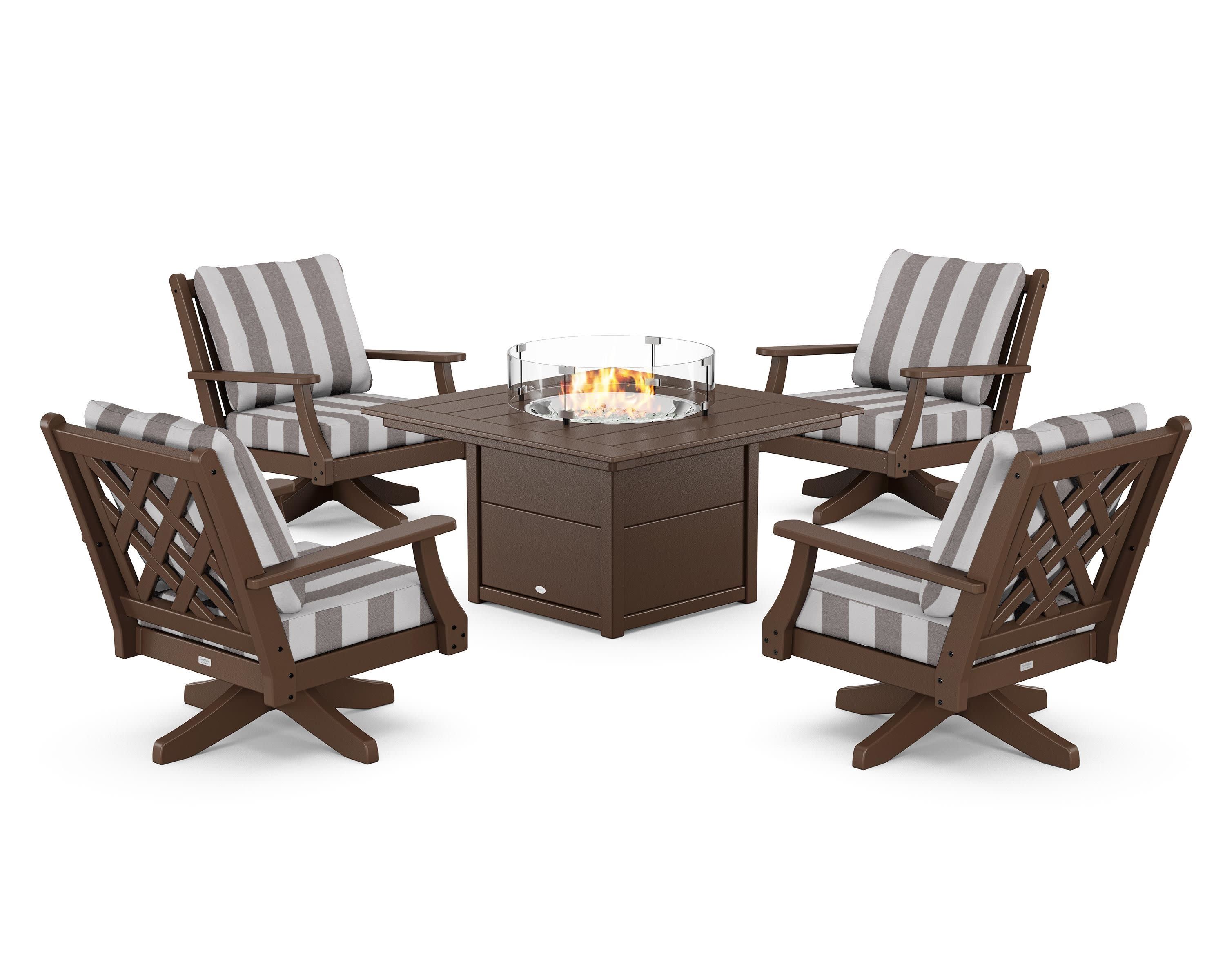 Wovendale 5-Piece Deep Seating Swivel Conversation Set with Fire Pit Table - Image 58