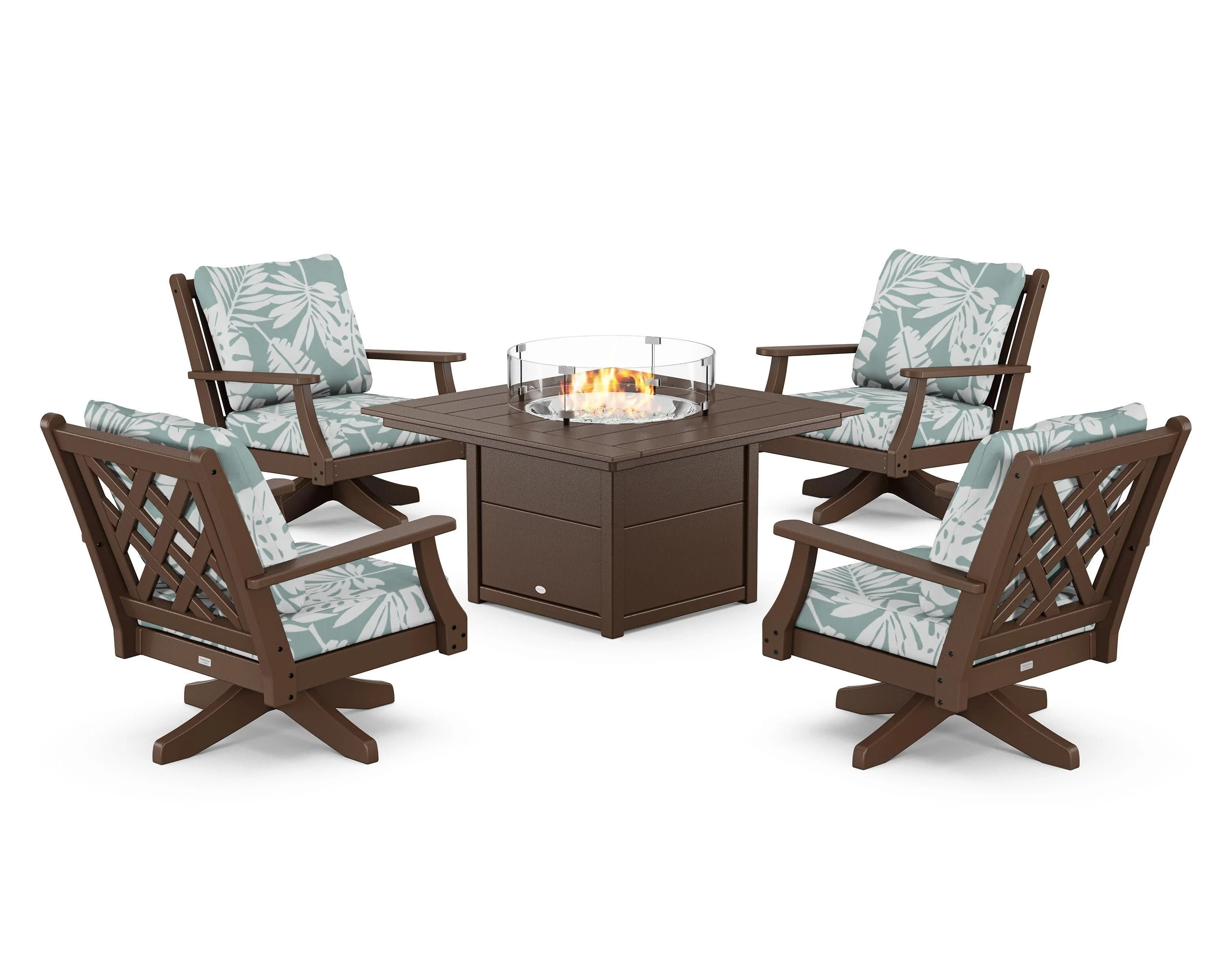 Wovendale 5-Piece Deep Seating Swivel Conversation Set with Fire Pit Table - Image 59