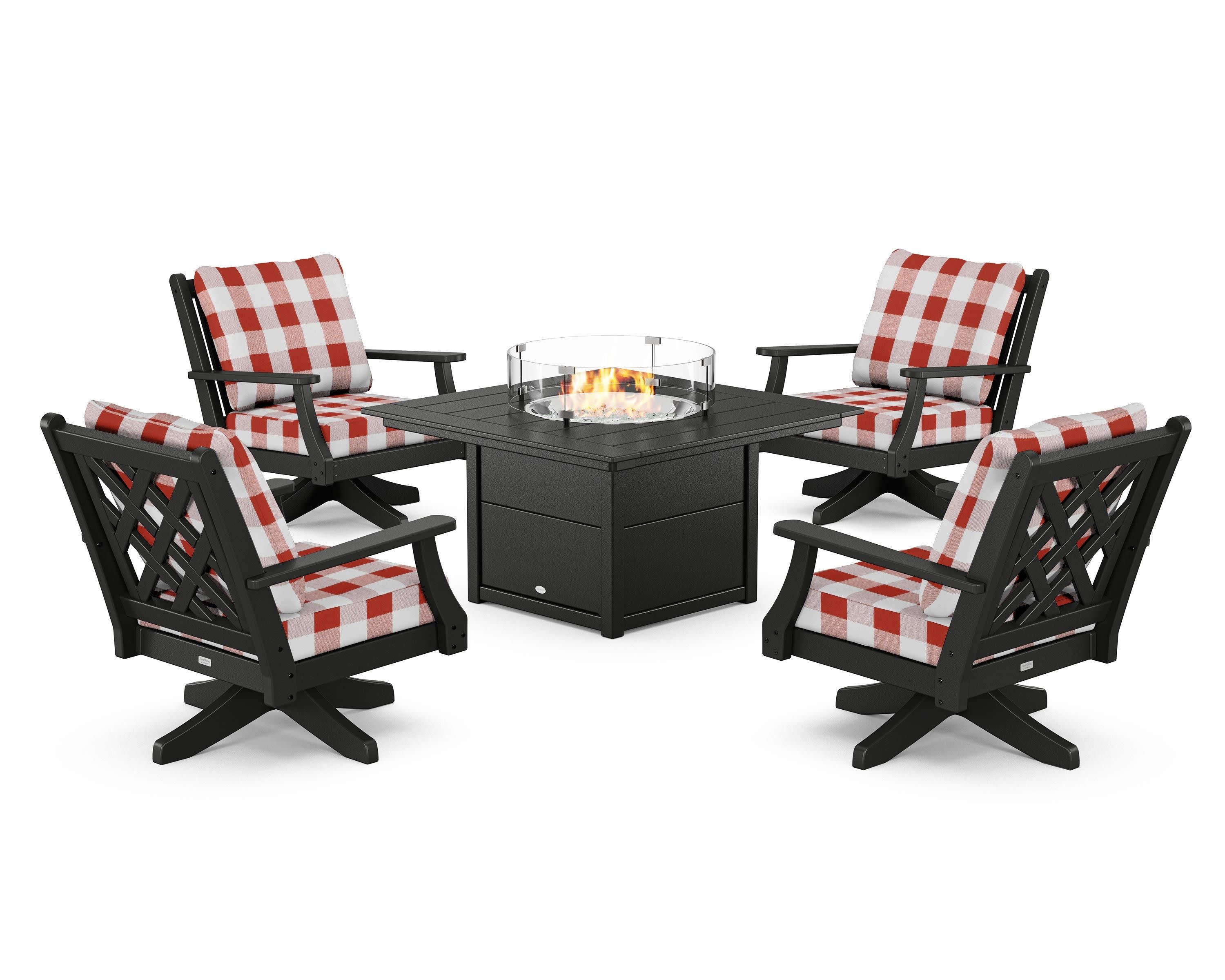 Wovendale 5-Piece Deep Seating Swivel Conversation Set with Fire Pit Table - Image 60
