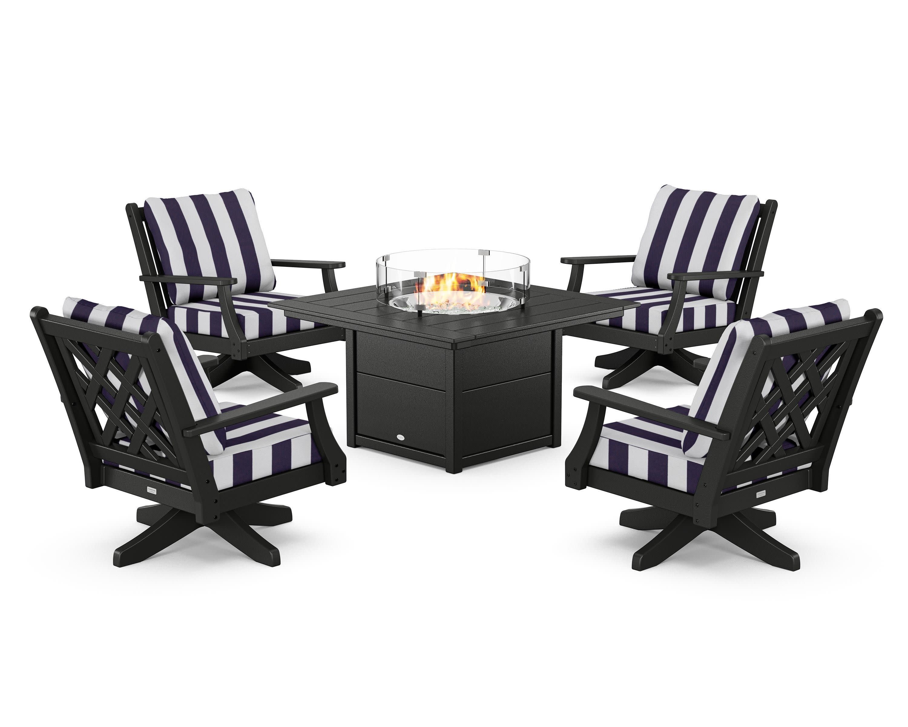 Wovendale 5-Piece Deep Seating Swivel Conversation Set with Fire Pit Table - Image 64