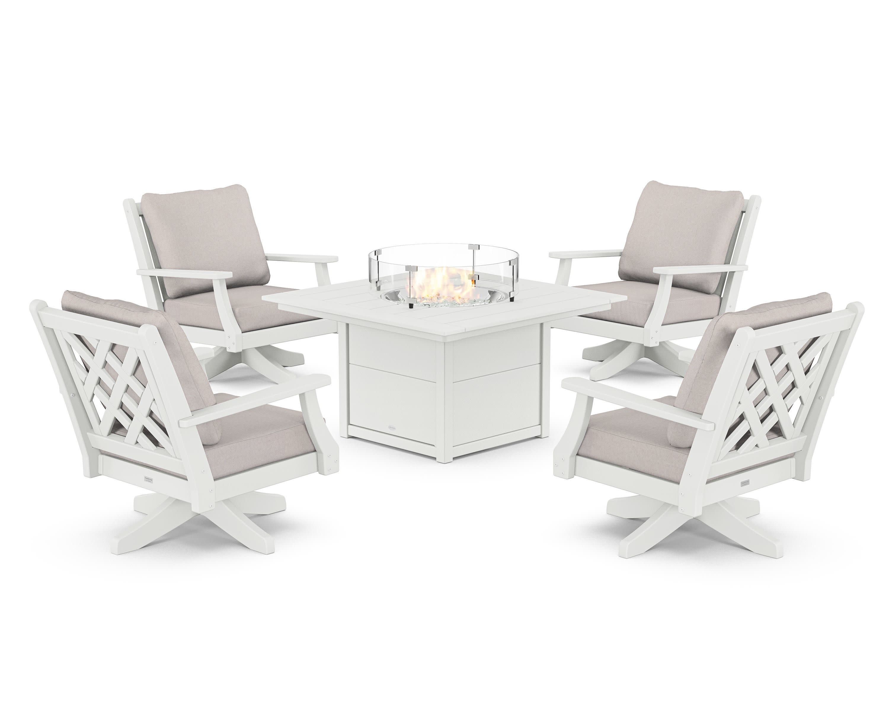 Wovendale 5-Piece Deep Seating Swivel Conversation Set with Fire Pit Table - Image 66