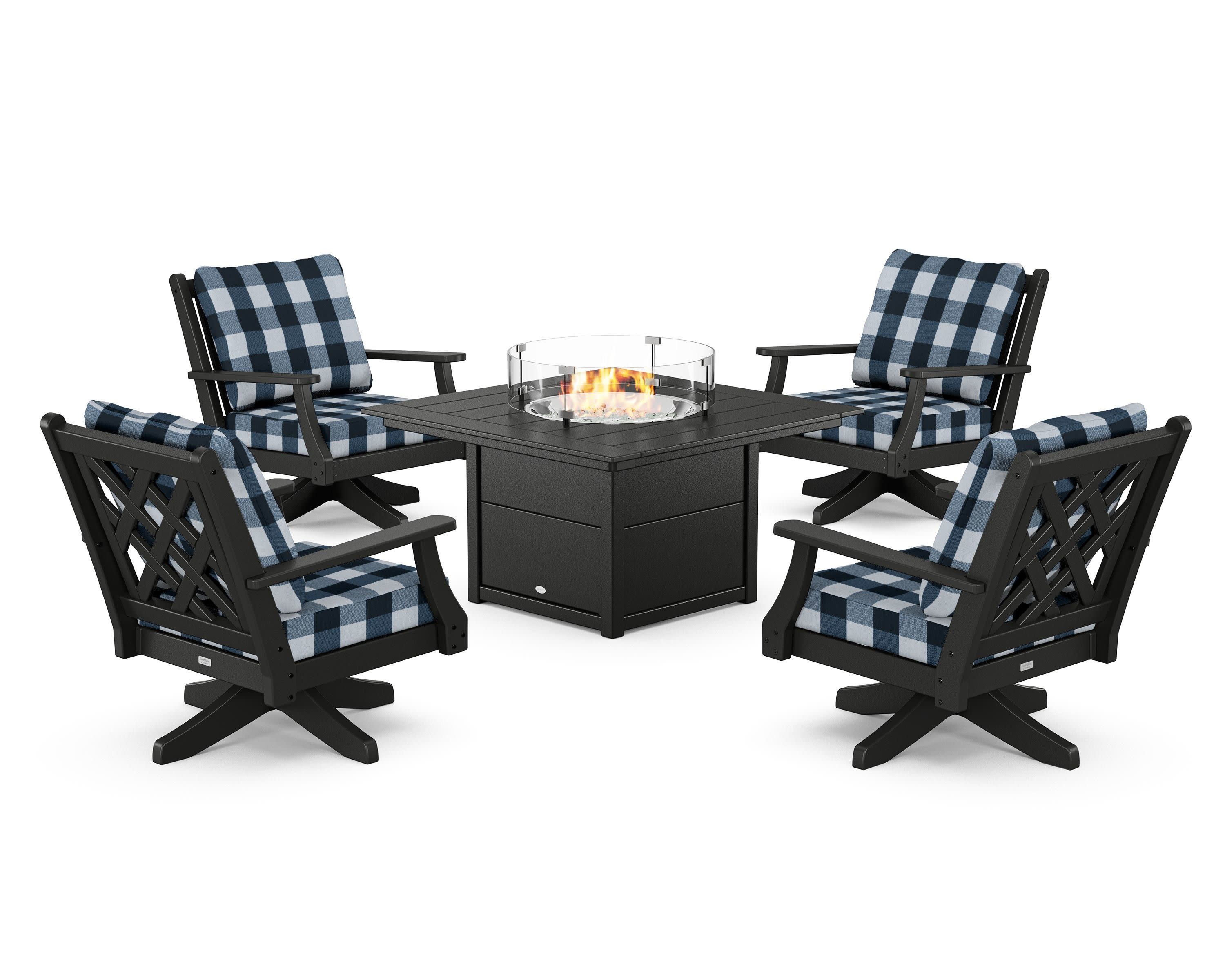 Wovendale 5-Piece Deep Seating Swivel Conversation Set with Fire Pit Table - Image 67