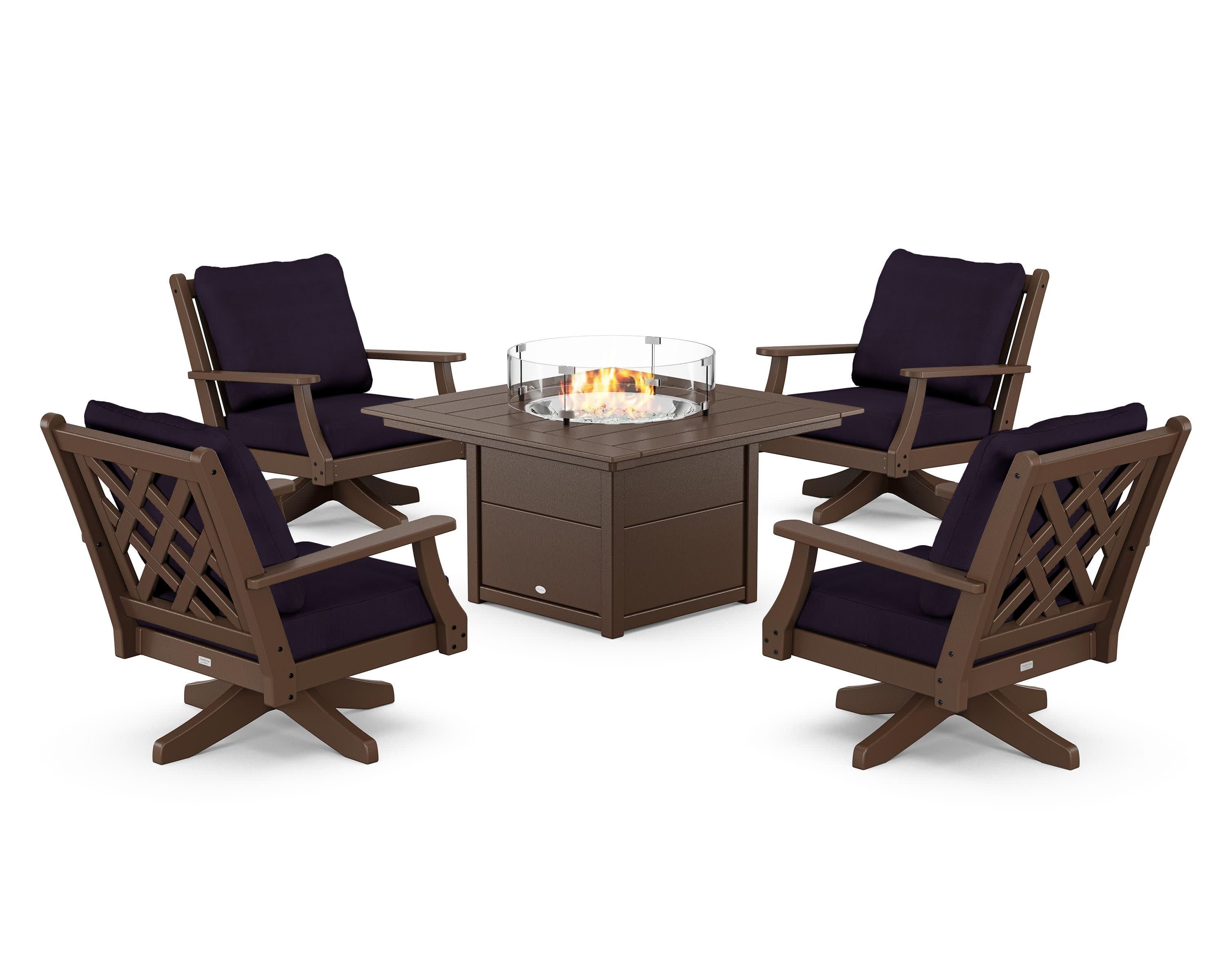 Wovendale 5-Piece Deep Seating Swivel Conversation Set with Fire Pit Table - Image 68