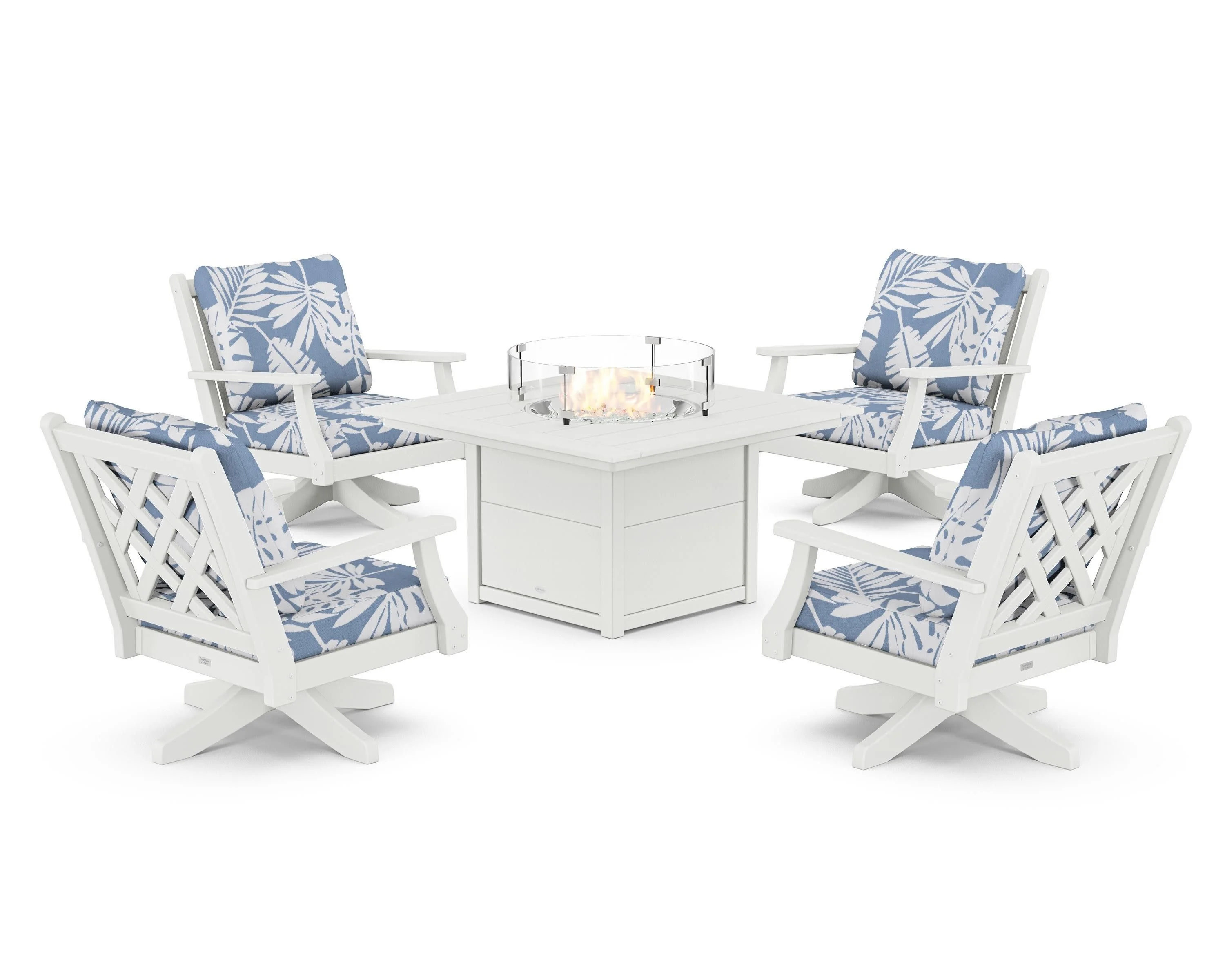 Wovendale 5-Piece Deep Seating Swivel Conversation Set with Fire Pit Table - Image 69