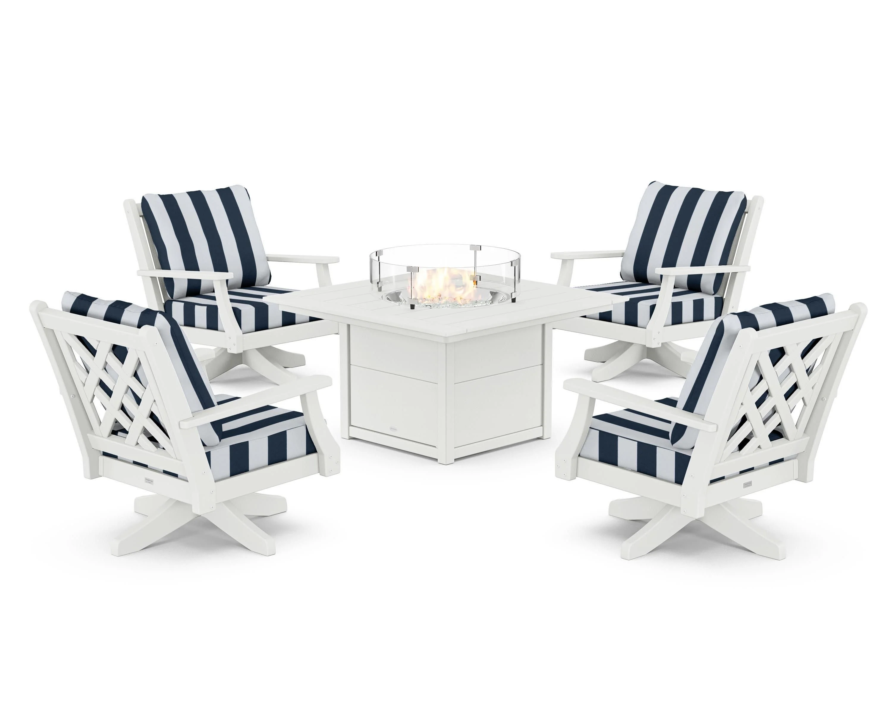 Wovendale 5-Piece Deep Seating Swivel Conversation Set with Fire Pit Table - Image 71