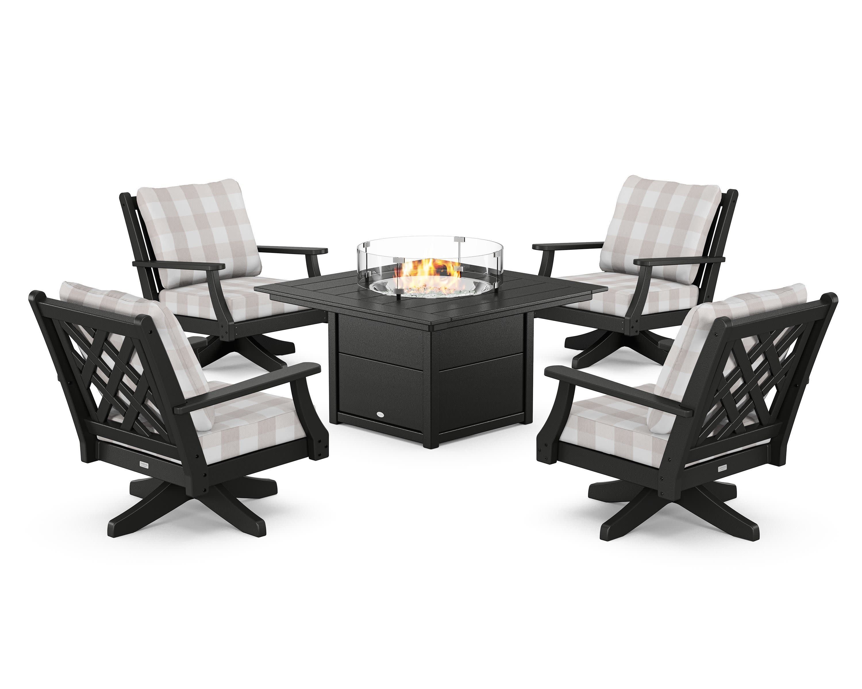 Wovendale 5-Piece Deep Seating Swivel Conversation Set with Fire Pit Table - Image 72