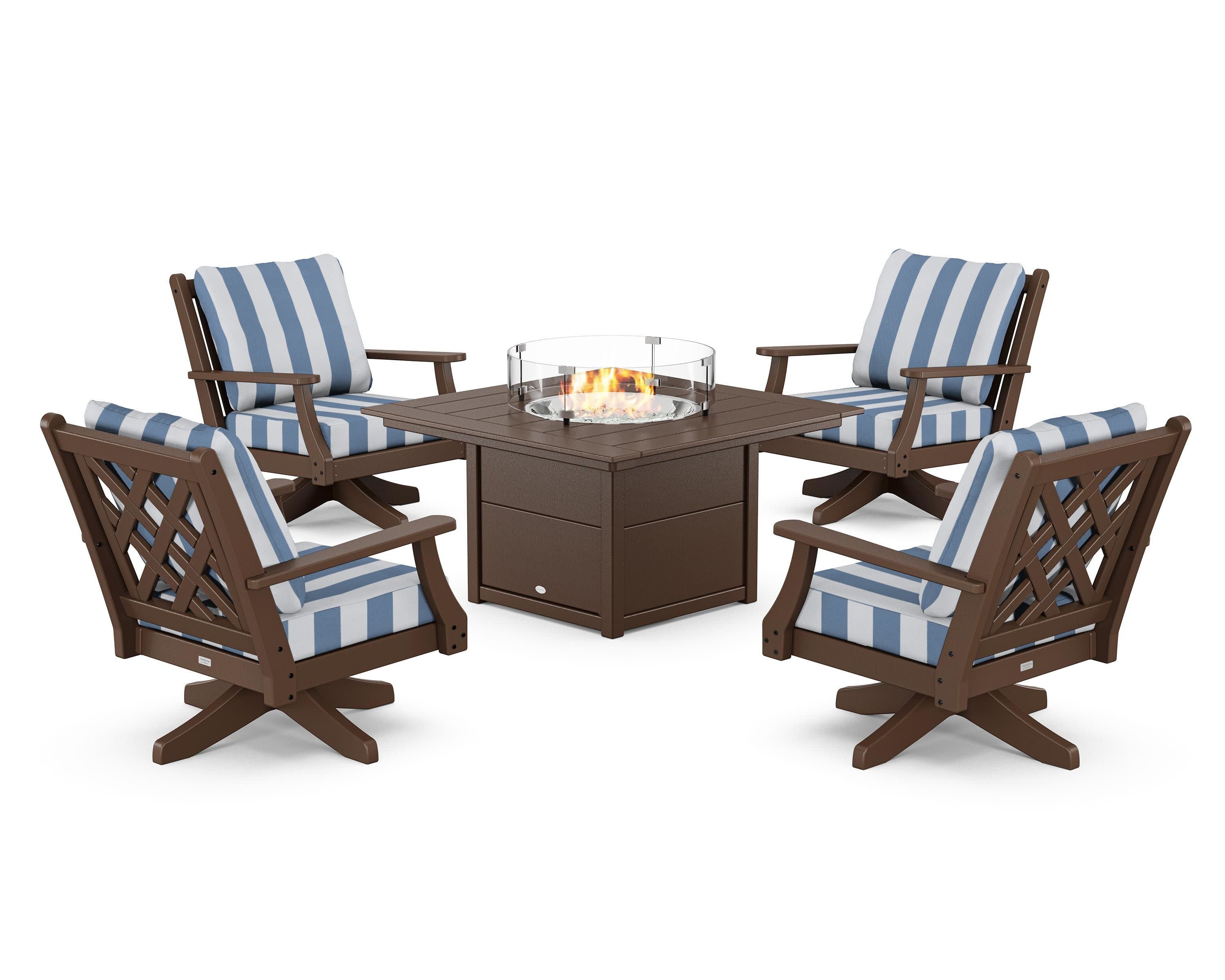 Wovendale 5-Piece Deep Seating Swivel Conversation Set with Fire Pit Table - Image 77