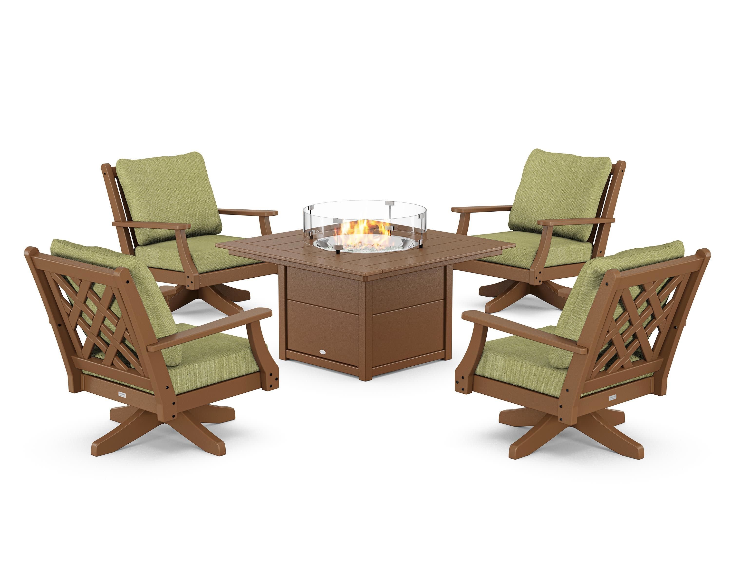 Wovendale 5-Piece Deep Seating Swivel Conversation Set with Fire Pit Table - Image 78