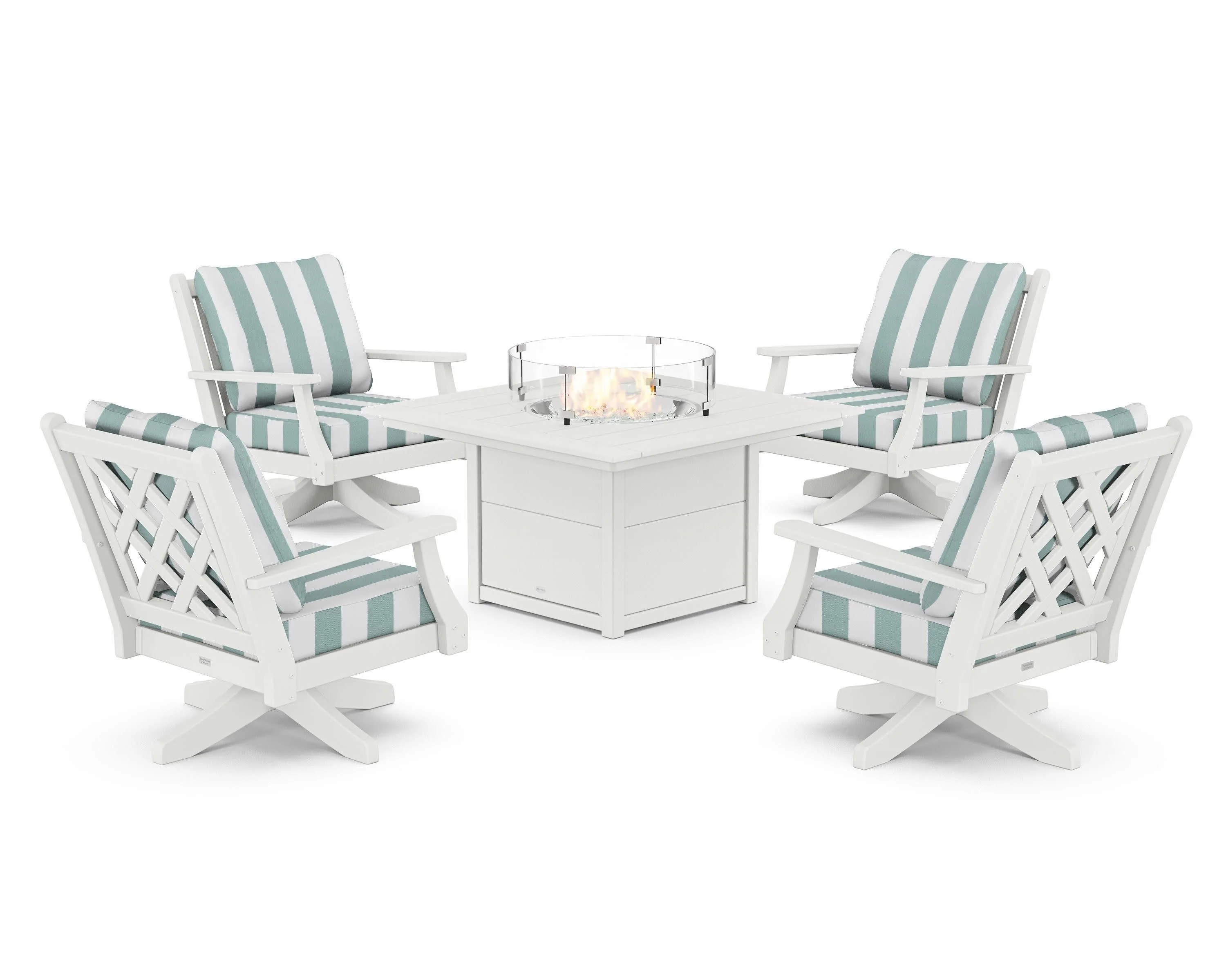 Wovendale 5-Piece Deep Seating Swivel Conversation Set with Fire Pit Table - Image 79