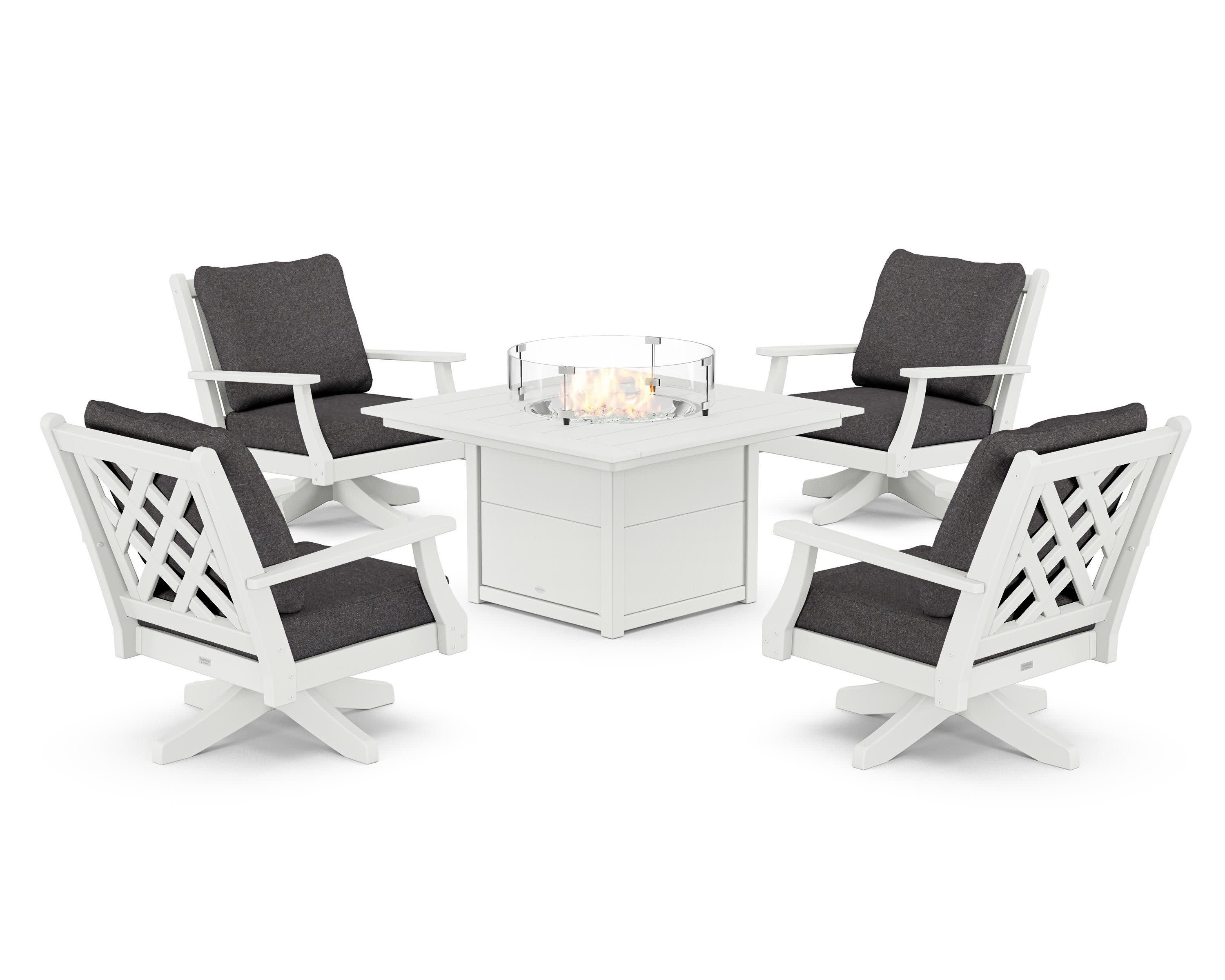 Wovendale 5-Piece Deep Seating Swivel Conversation Set with Fire Pit Table - Image 85