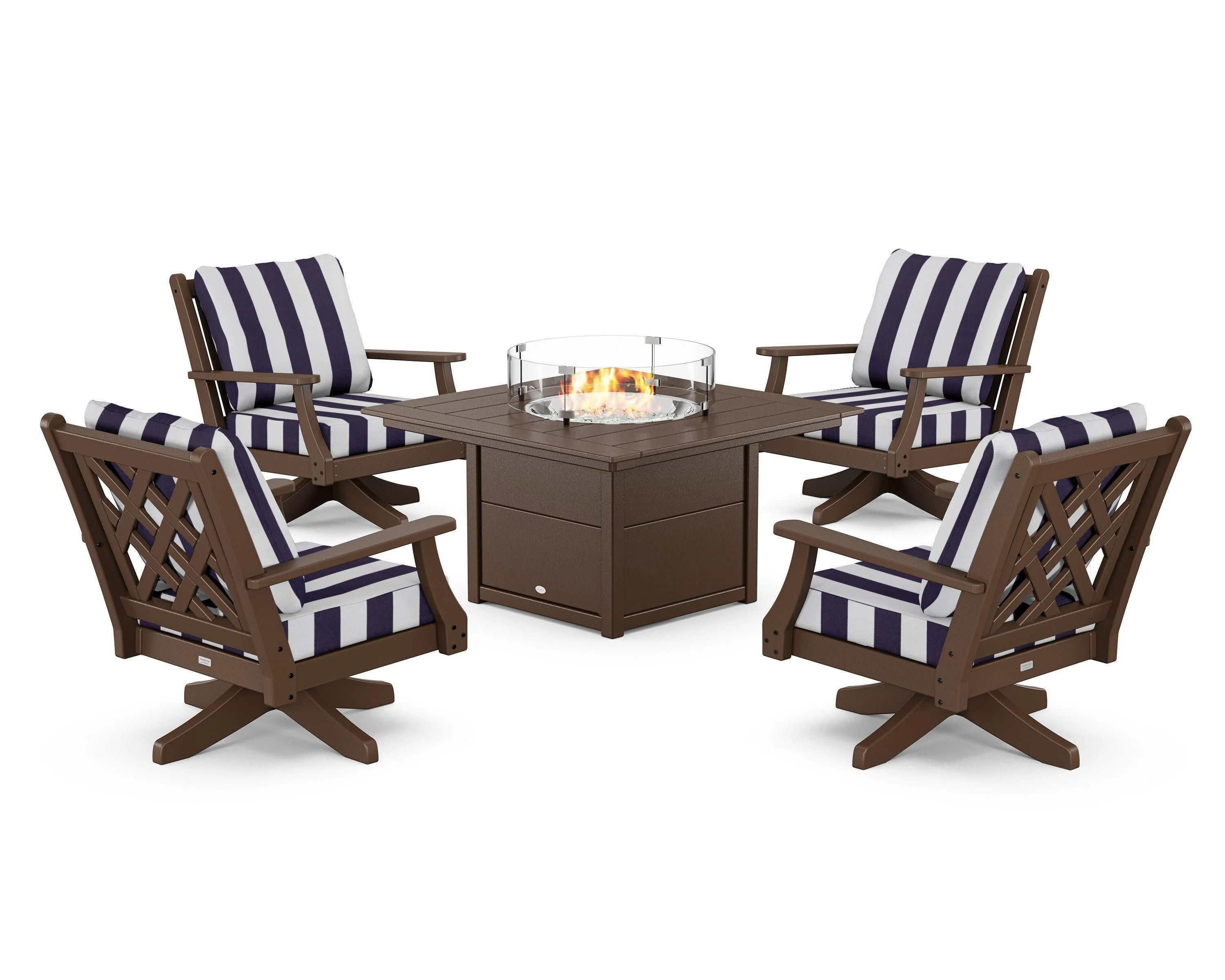 Wovendale 5-Piece Deep Seating Swivel Conversation Set with Fire Pit Table - Image 86